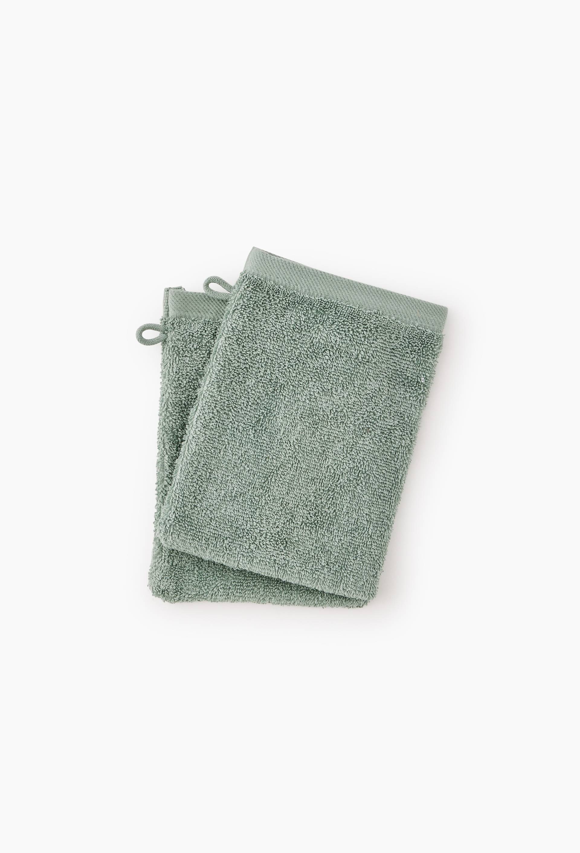 Lot de 2 gants de toilette, en coton BIO GOTS, Vert clair, large image number 0