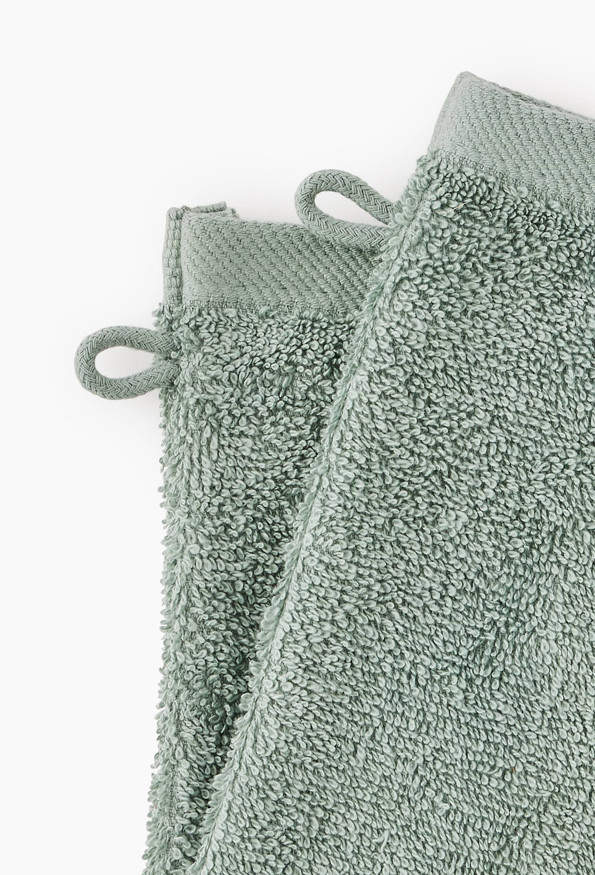 Lot de 2 gants de toilette, en coton BIO GOTS, Vert clair, large image number 1