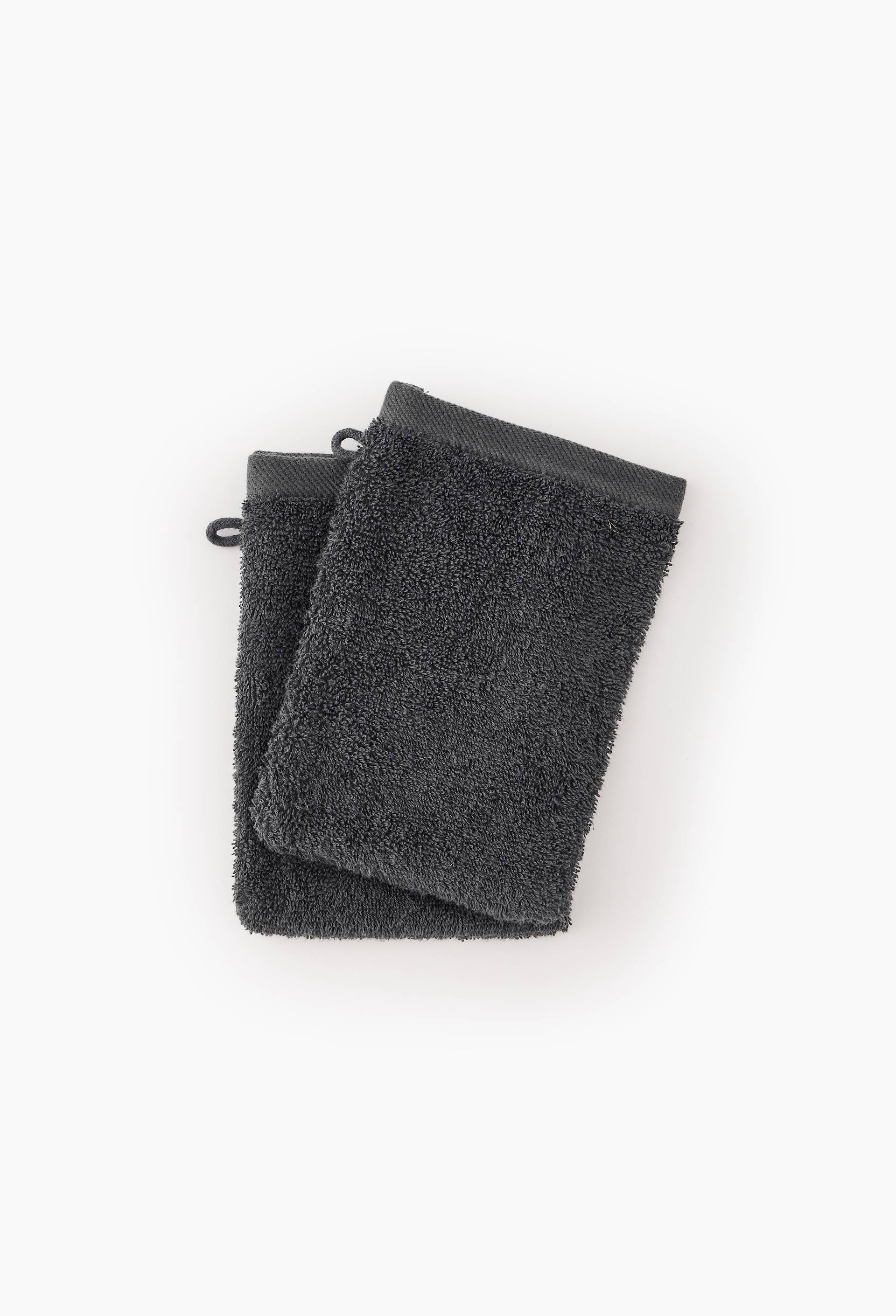 Lot de 2 gants de toilette, en coton BIO GOTS, Gris fonc&eacute;, large image number 0