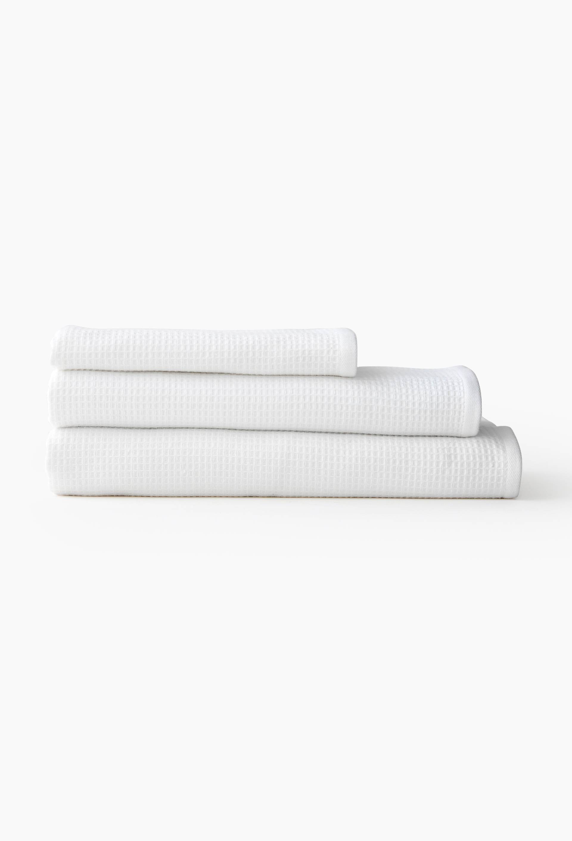 Serviette de bain nid d'abeille, en coton BIO GOTS, Blanc, large image number 0.0