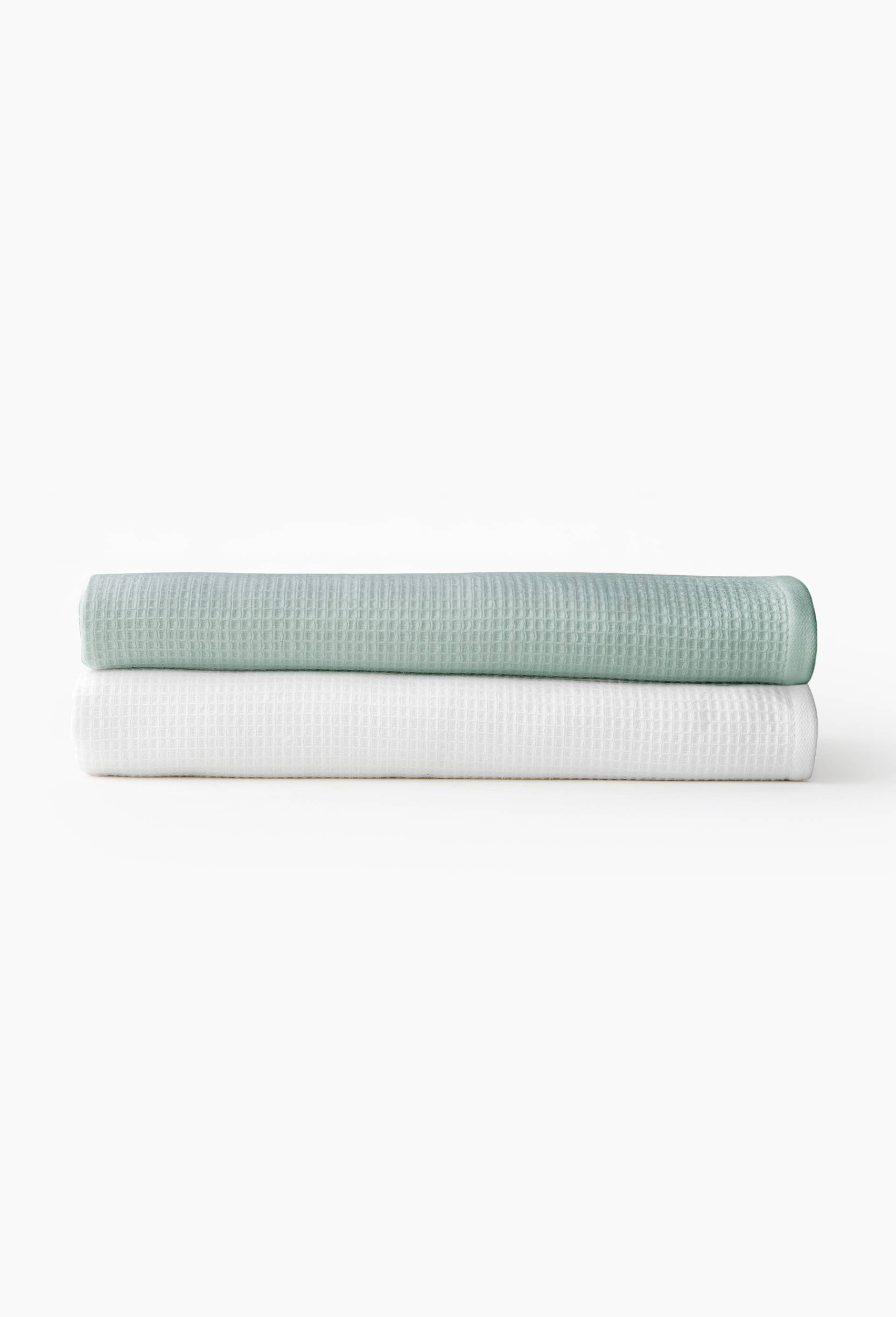 Serviette de bain nid d'abeille, en coton BIO GOTS, Blanc, large image number 2