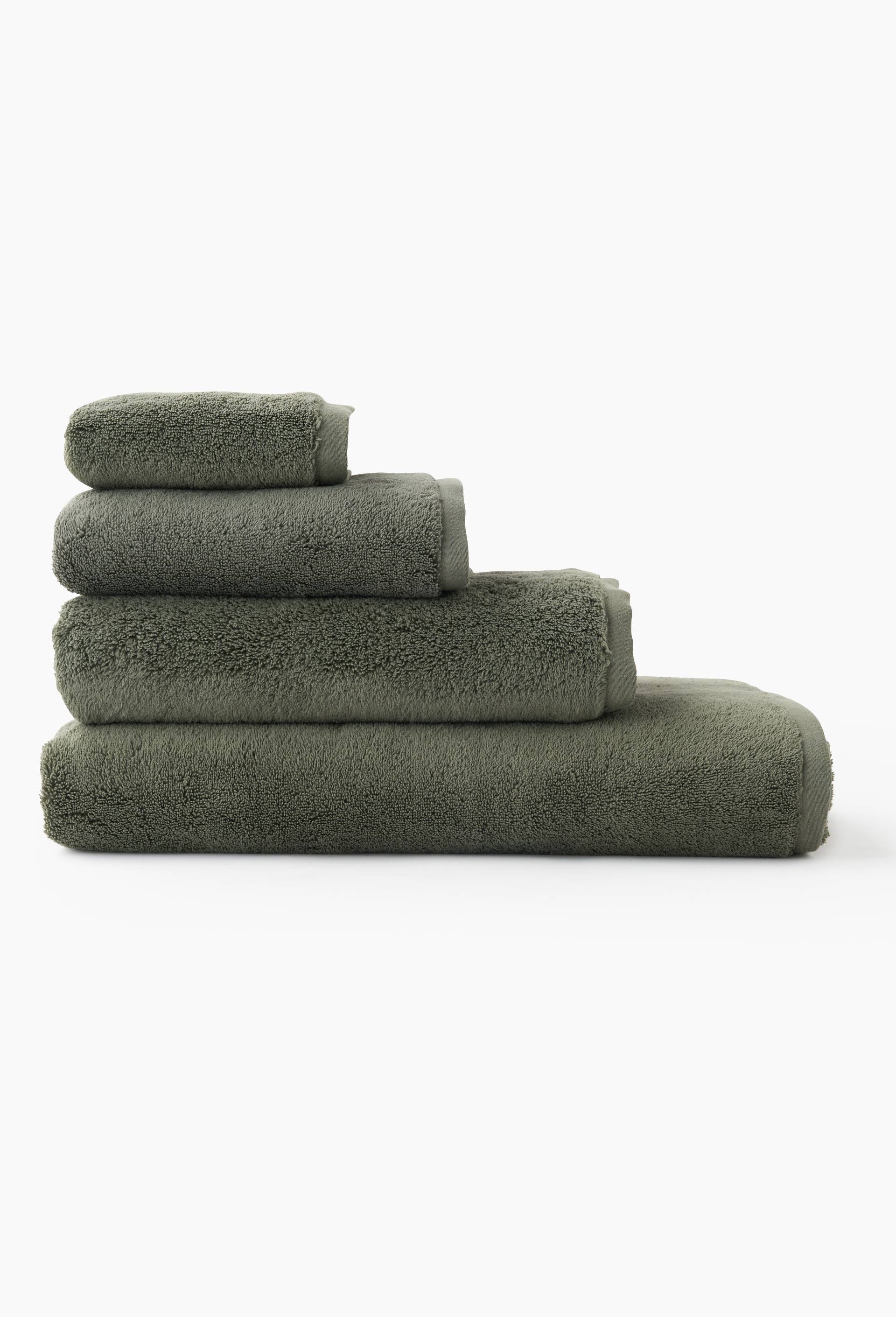 Serviette de bain zéro twist, en coton BIO GOTS, Vert foncé, swatch image