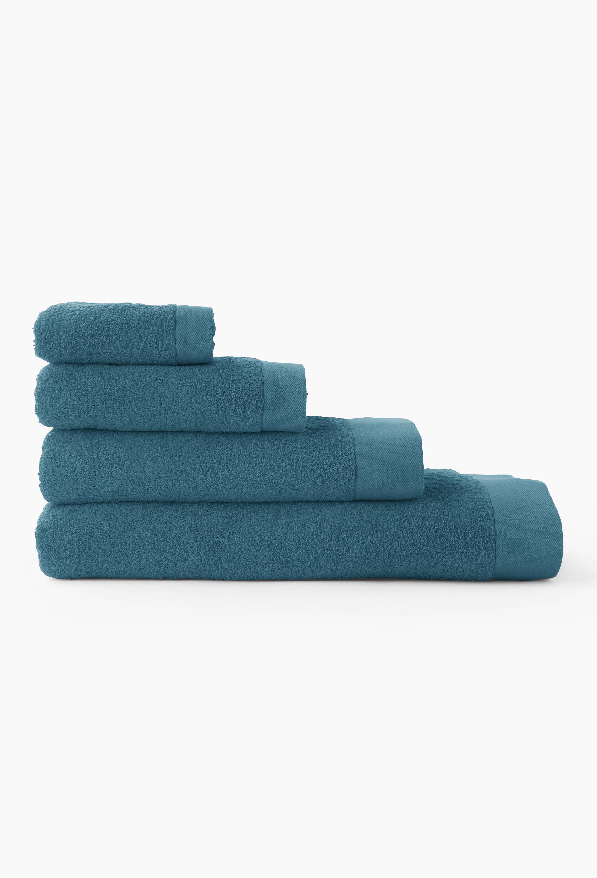 Serviette de bain unie, en coton BIO GOTS, Bleu, swatch image