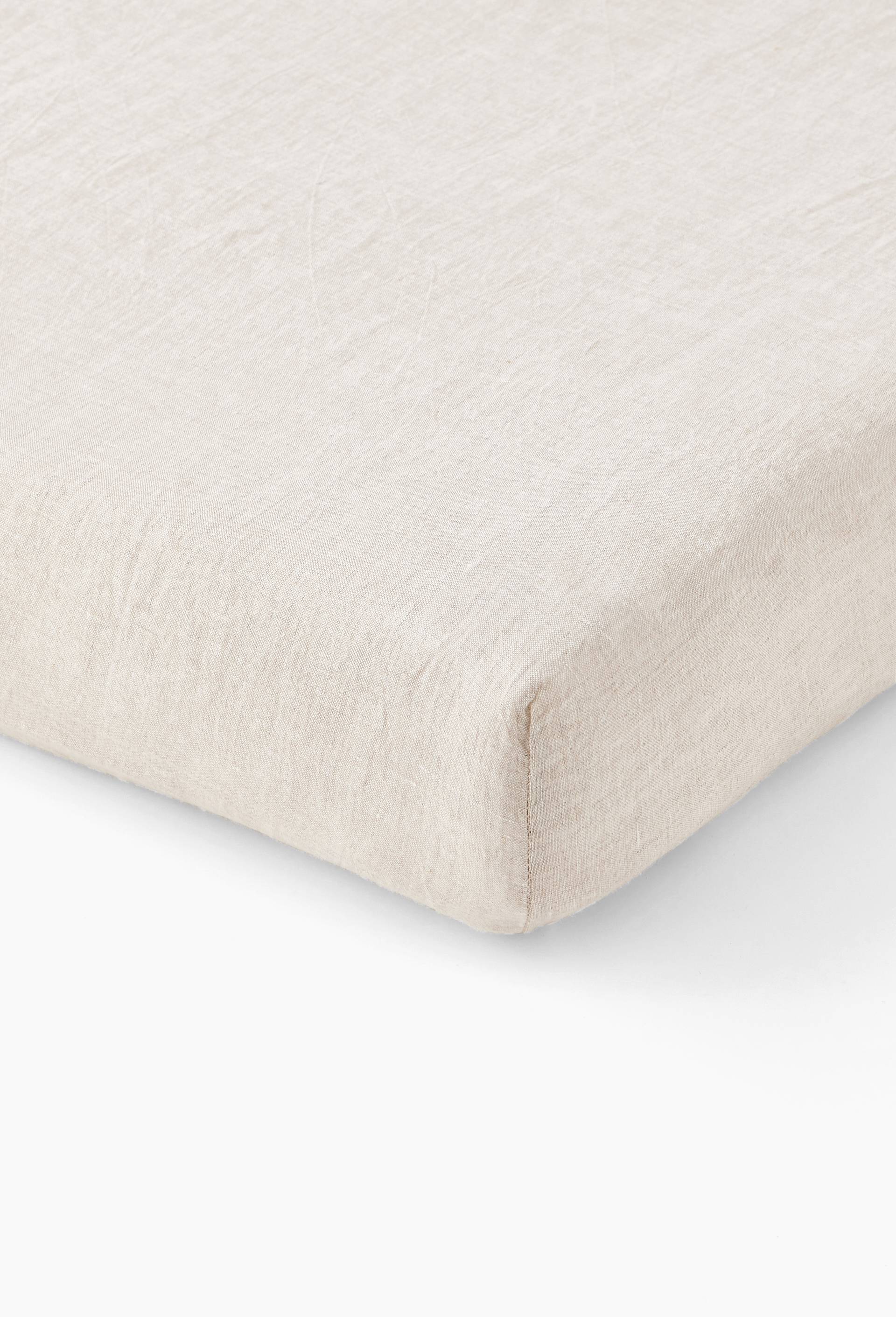 Drap housse, lin lav&eacute;, Beige clair, large image number 0