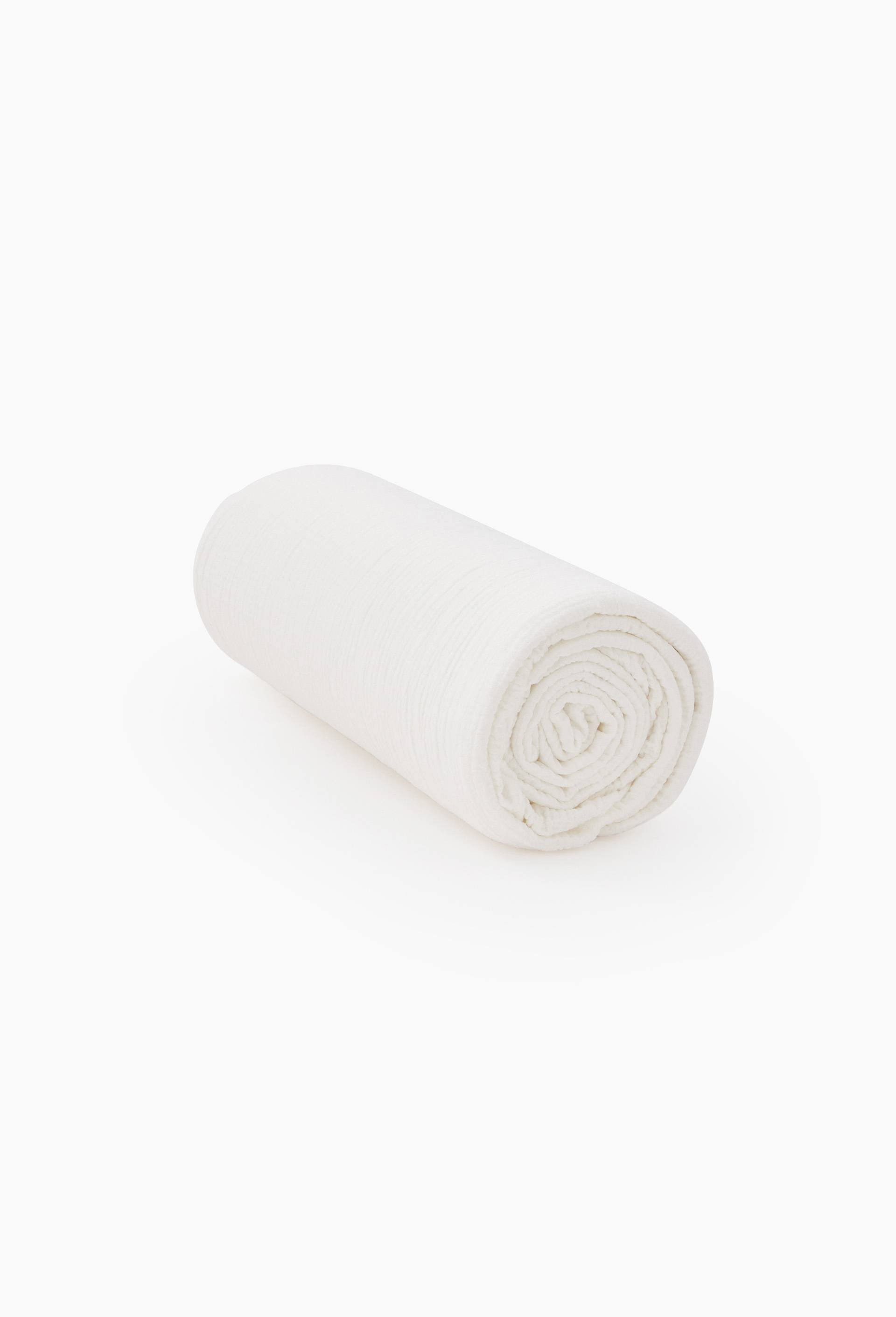 Drap housse uni, gaze de coton, 100% coton bio GOTS, Blanc, large image number 1