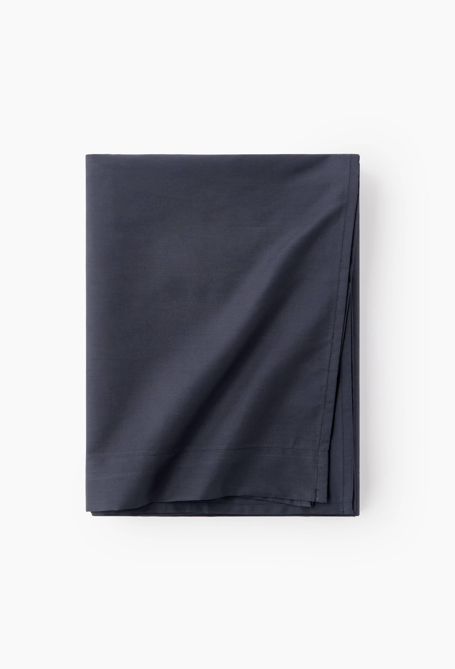 Drap plat uni, percale de coton, 100% coton bio GOTS, Bleu fonc&eacute;, large