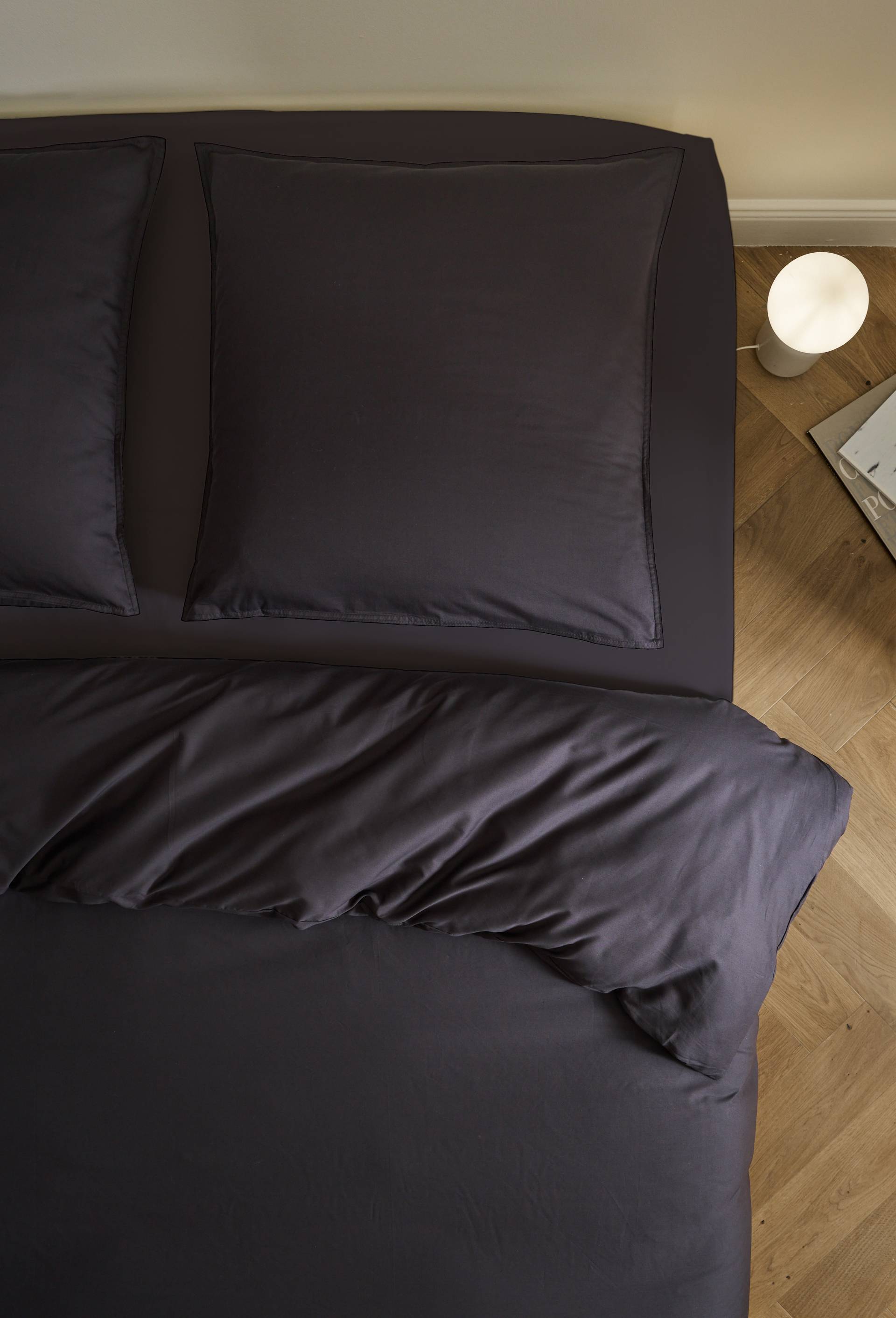 Housse de couette unie, percale de coton, 100% coton bio GOTS, Bleu foncé, swatch image