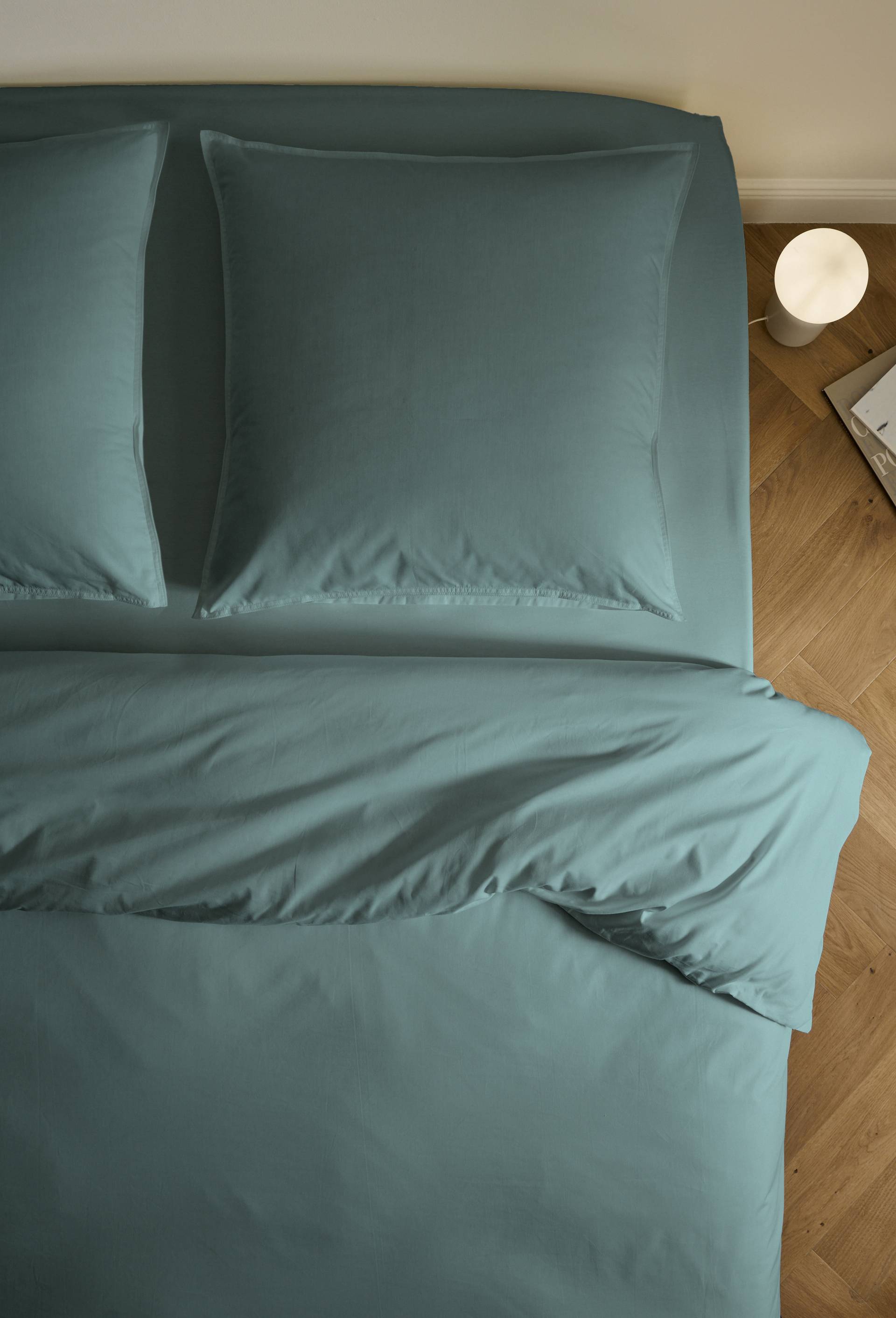 Housse de couette unie, percale de coton, 100% coton bio GOTS, Vert clair, swatch image