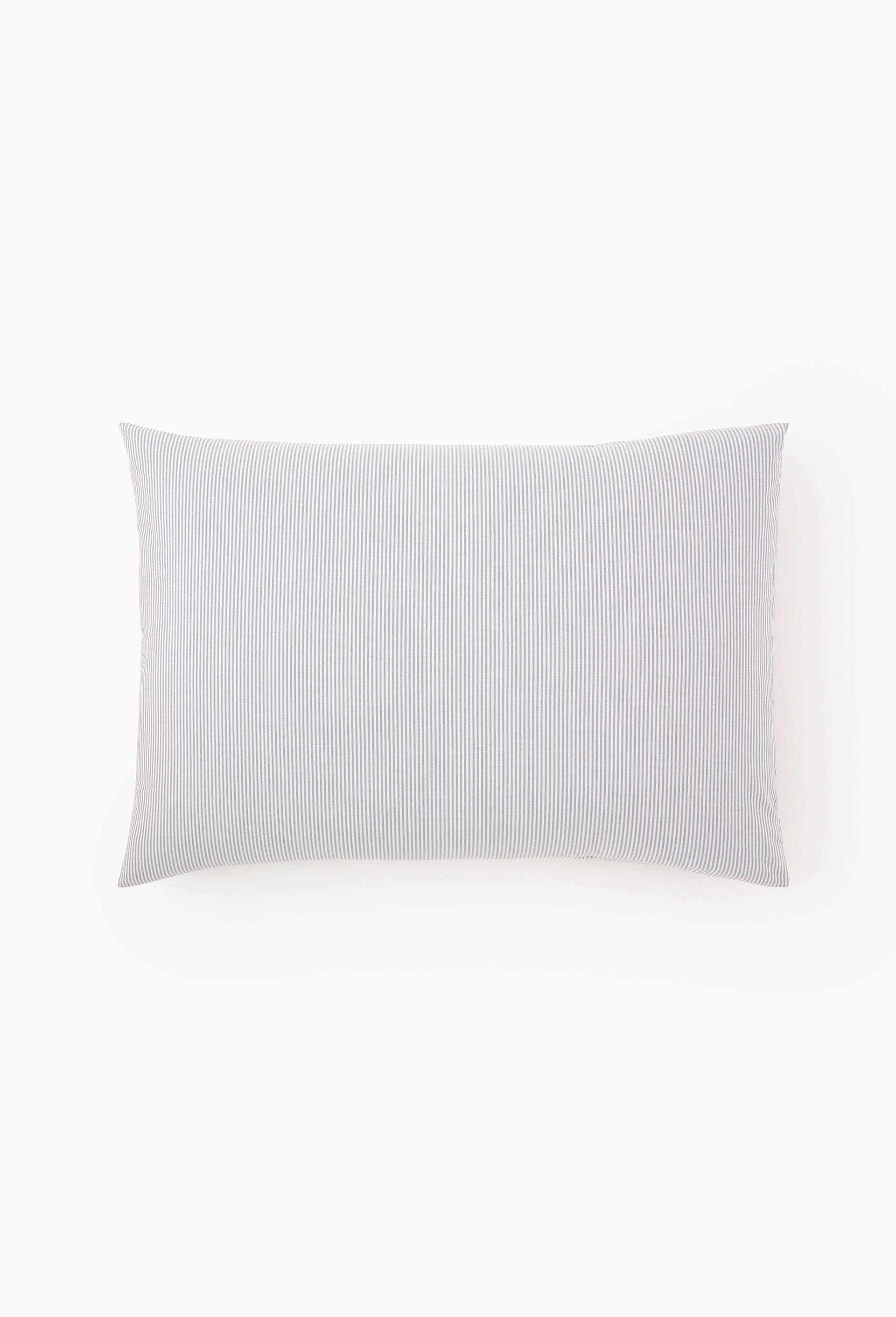 Taie rectangulaire tissé teint rayée, 50x70cm, percale de coton BIO, certifié OEKO-TEX, Noir, large image number 0