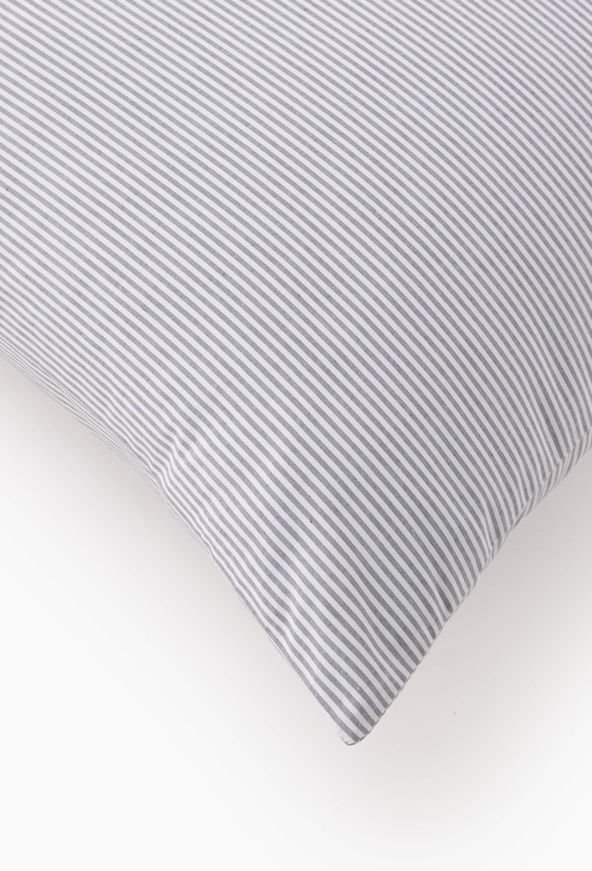Taie rectangulaire tissé teint rayée, 50x70cm, percale de coton BIO, certifié OEKO-TEX, Noir, large image number 1.0