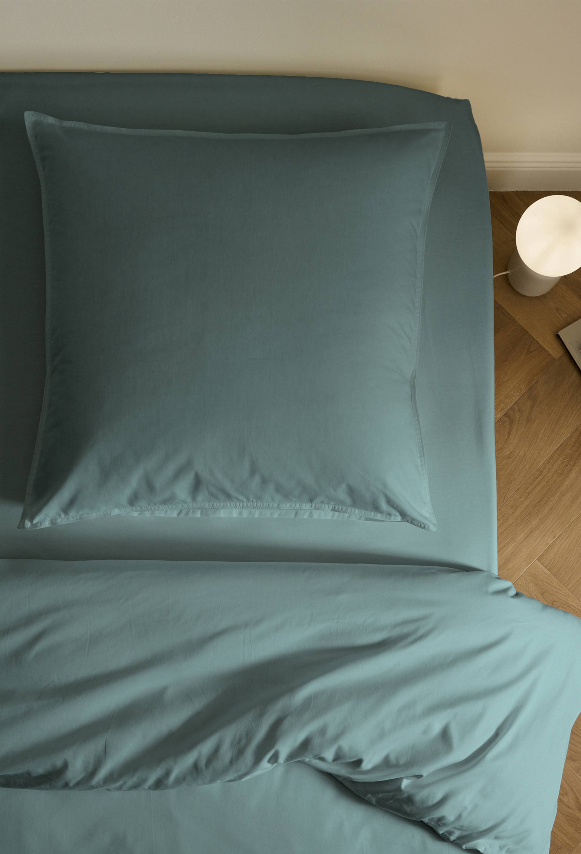 Taie oreiller unie, percale de coton, 100% coton bio GOTS, Vert clair, large image number 0