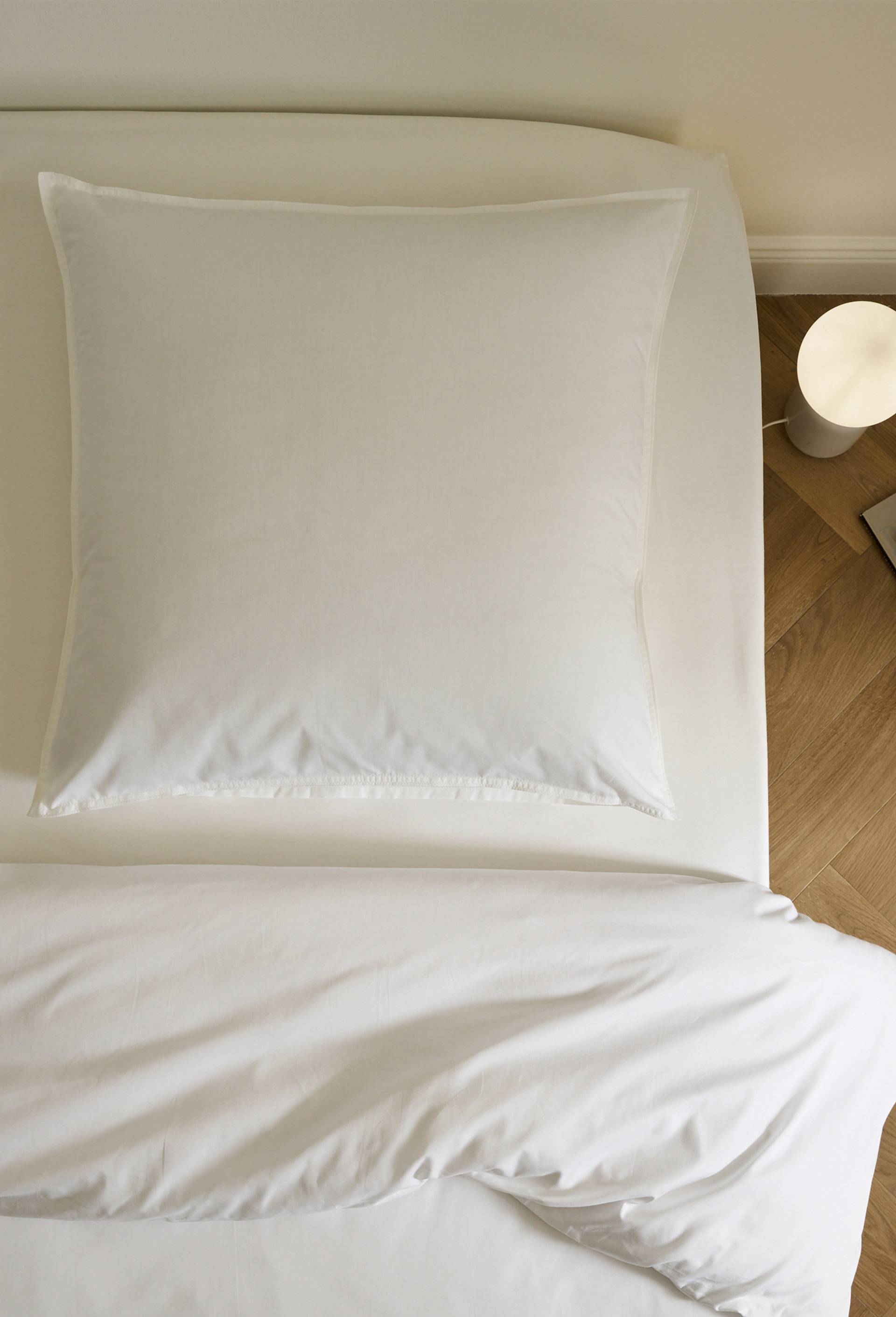 Taie oreiller unie, percale de coton, 100% coton bio GOTS, Blanc, large image number 0