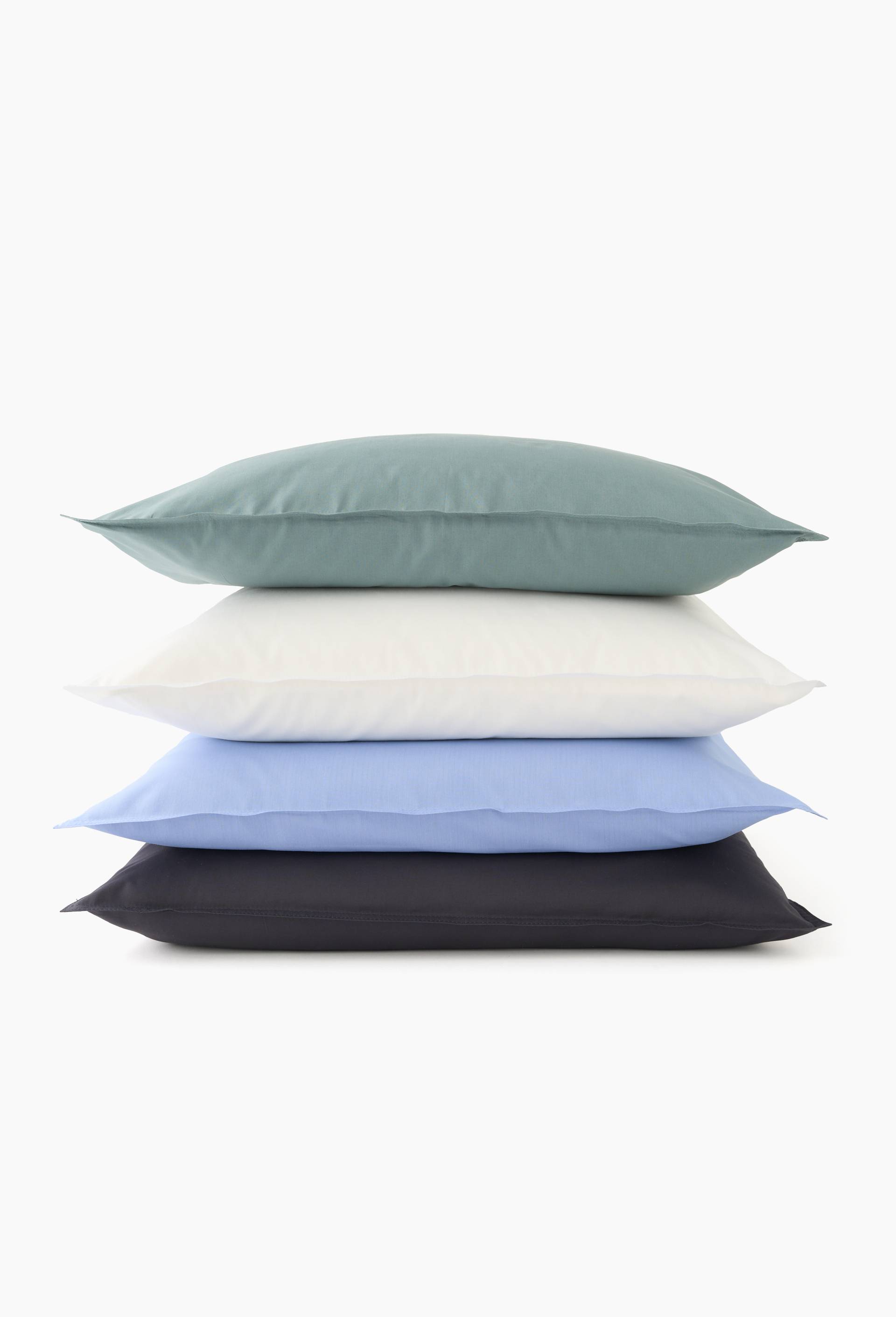 Taie oreiller unie, percale de coton, 100% coton bio GOTS, Blanc, large