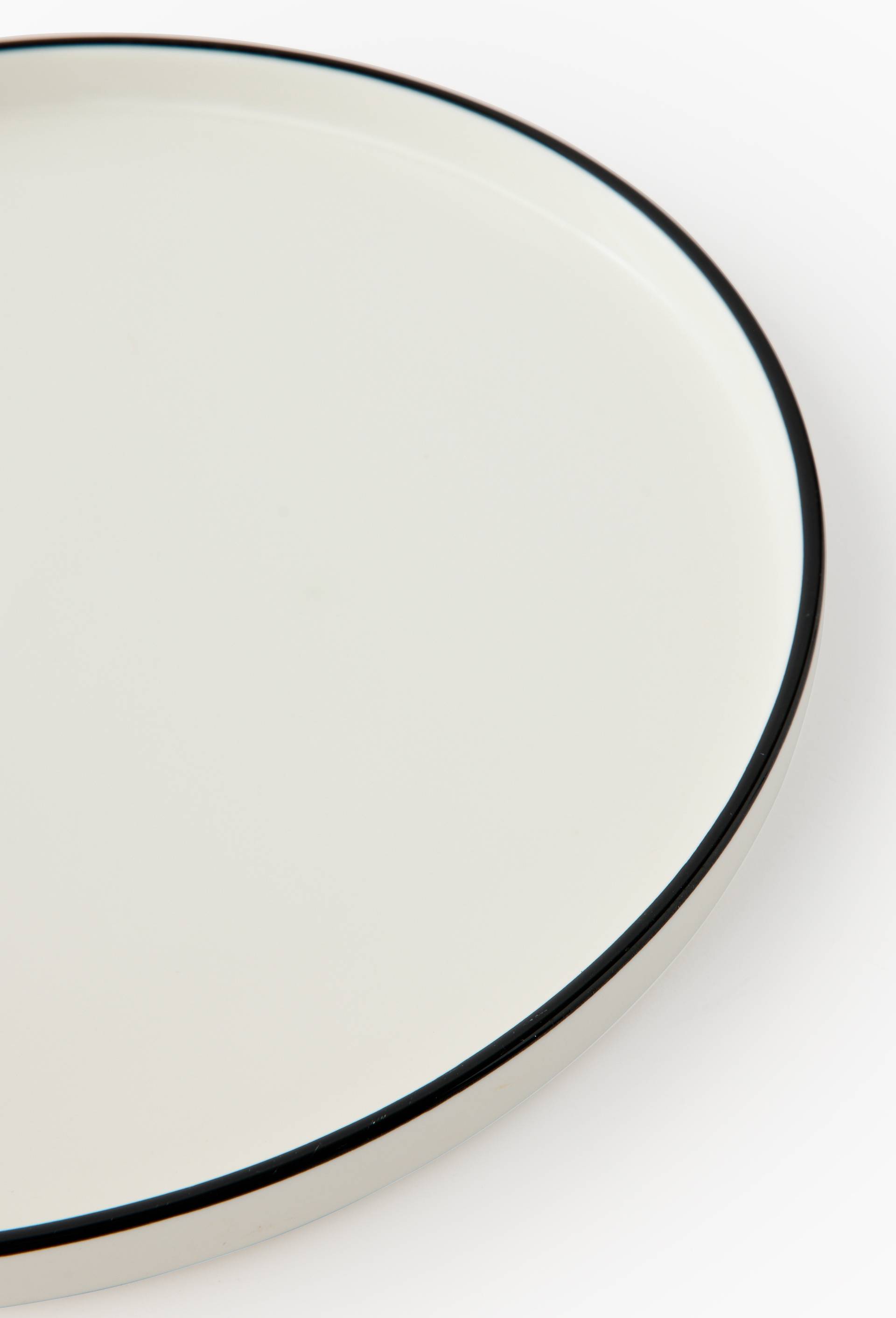 Assiette plate rebord finition liser&eacute;, 25cm, Blanc, large image number 1