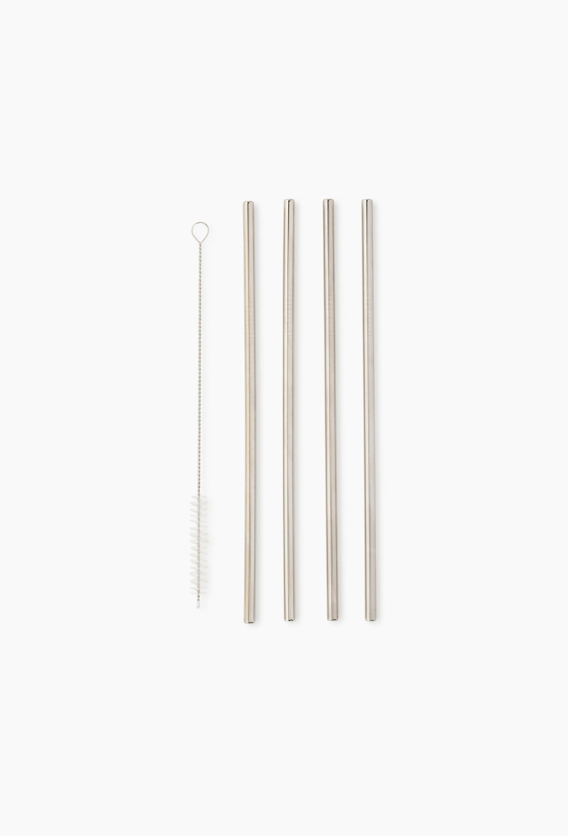 4 pailles avec goupillon, Argent, large image number 0.0