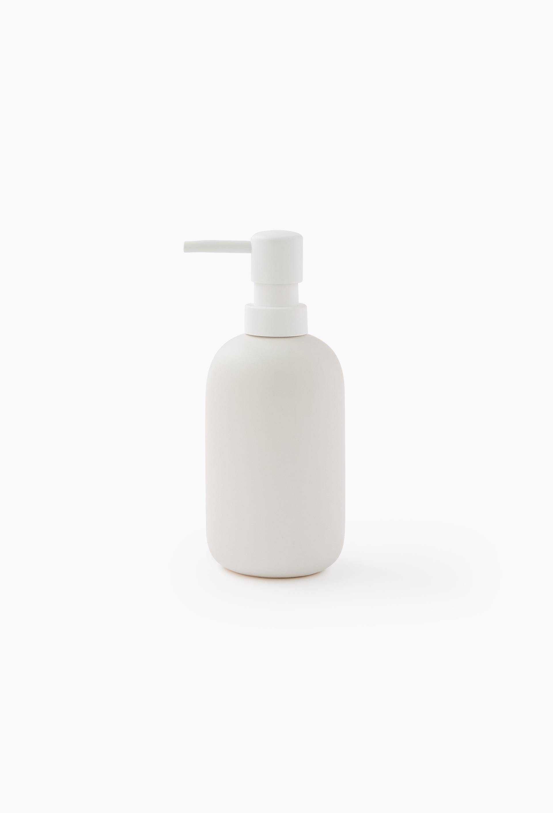 Distributeur de savon en c&eacute;ramique et bois, Blanc, large image number 0
