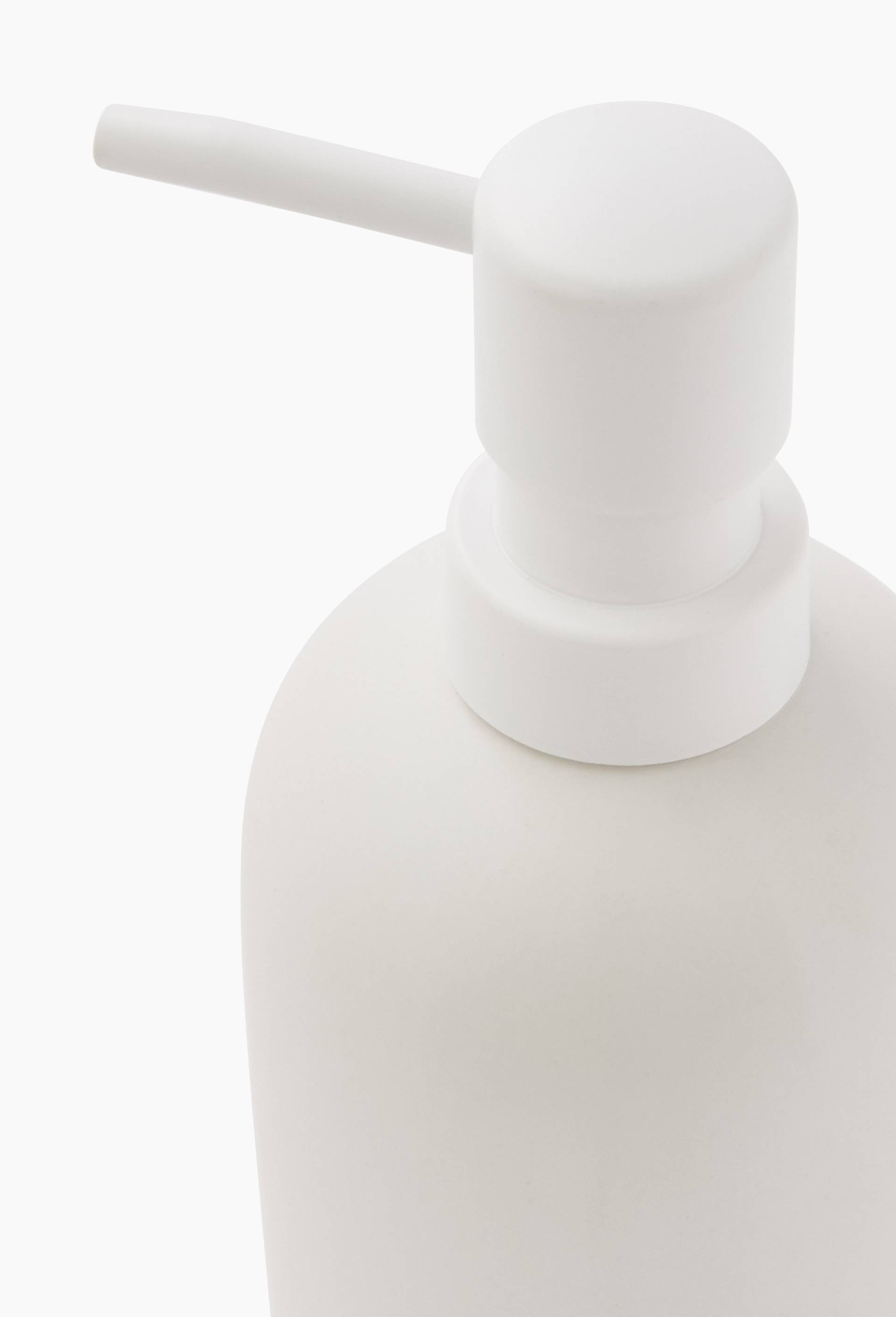 Distributeur de savon en c&eacute;ramique et bois, Blanc, large image number 1