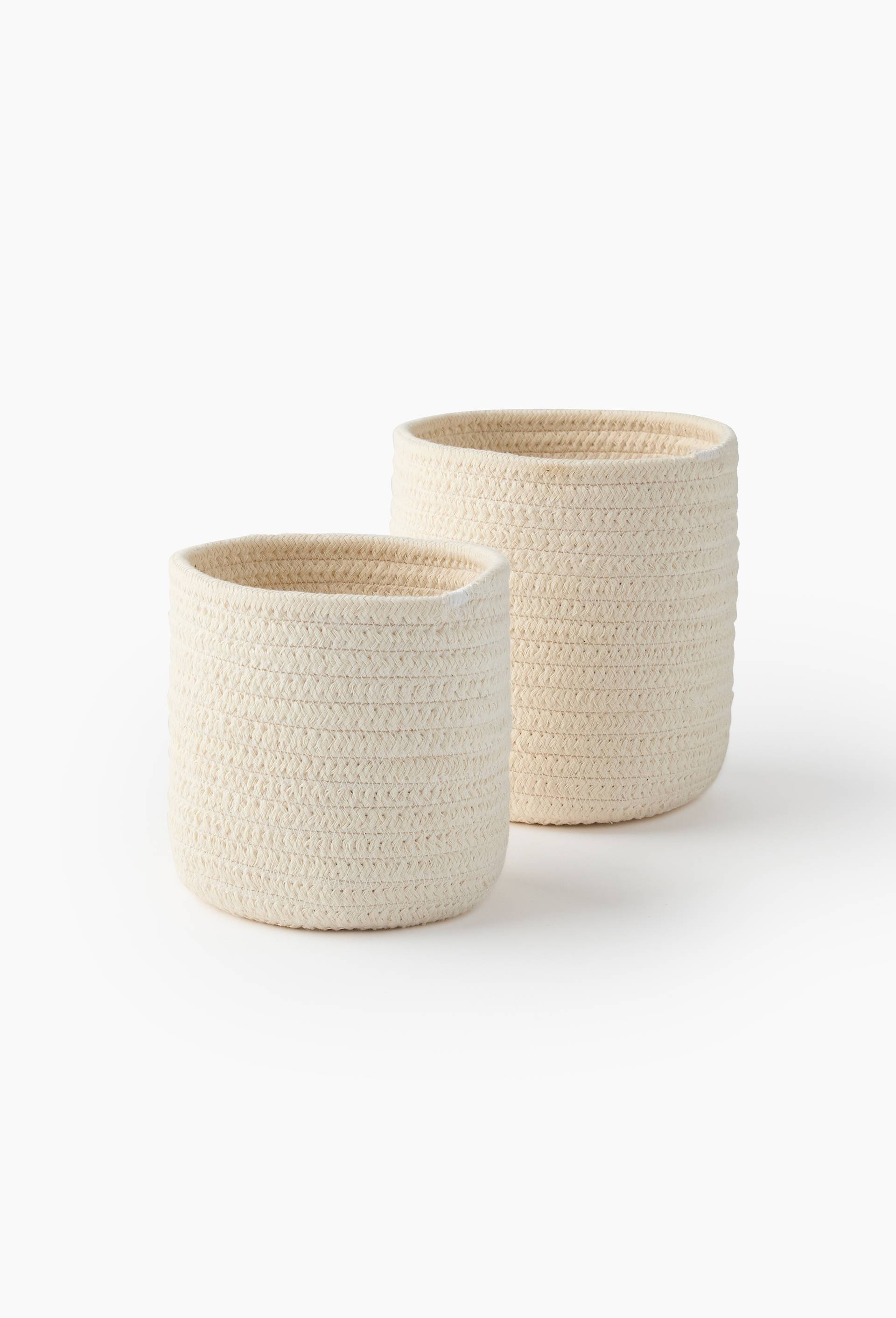 Panier rond en coton, Blanc, large image number 1