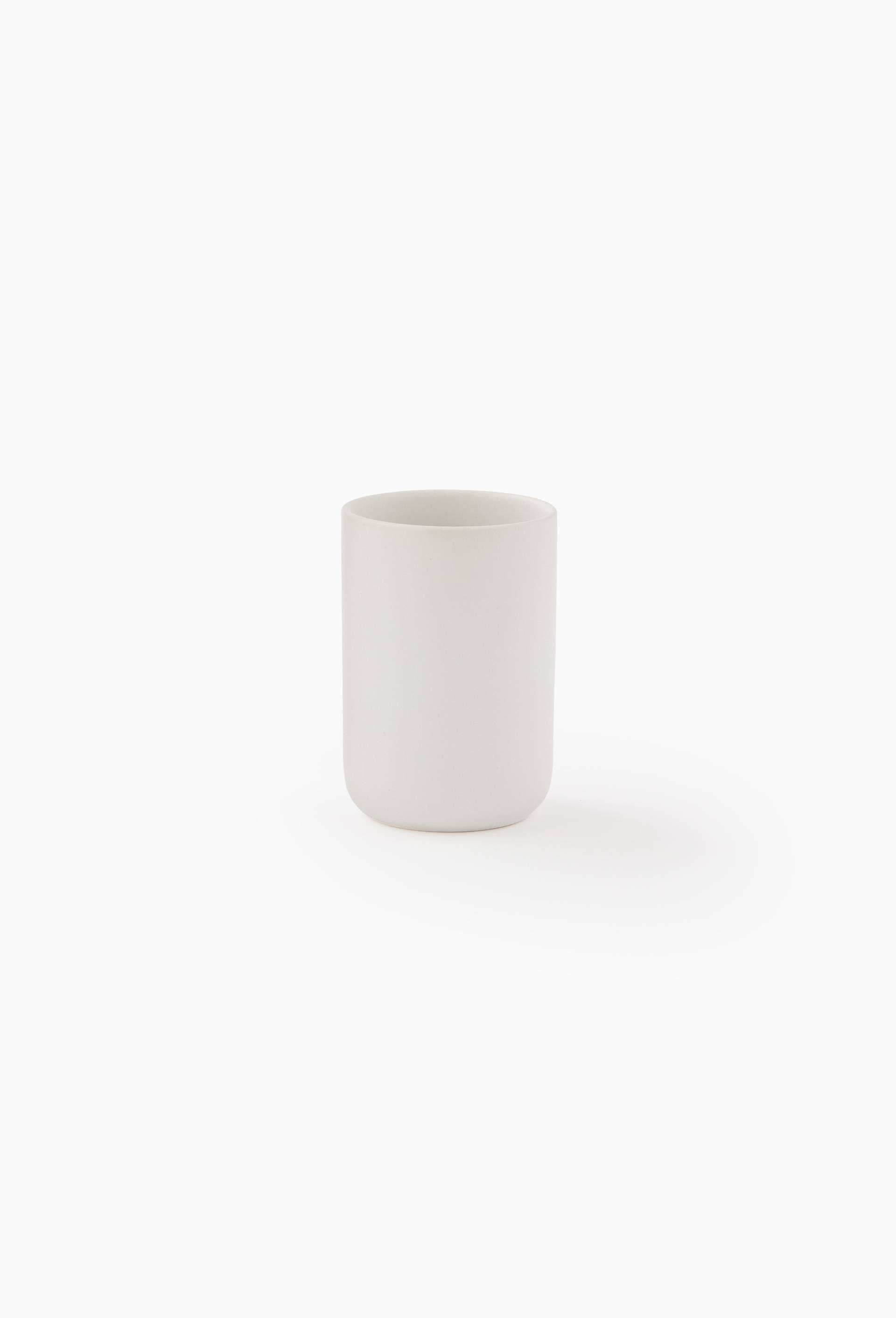 Porte brosse &agrave; dents, 7,5x7,5x10,5cm, en c&eacute;ramique, Blanc, large image number 0