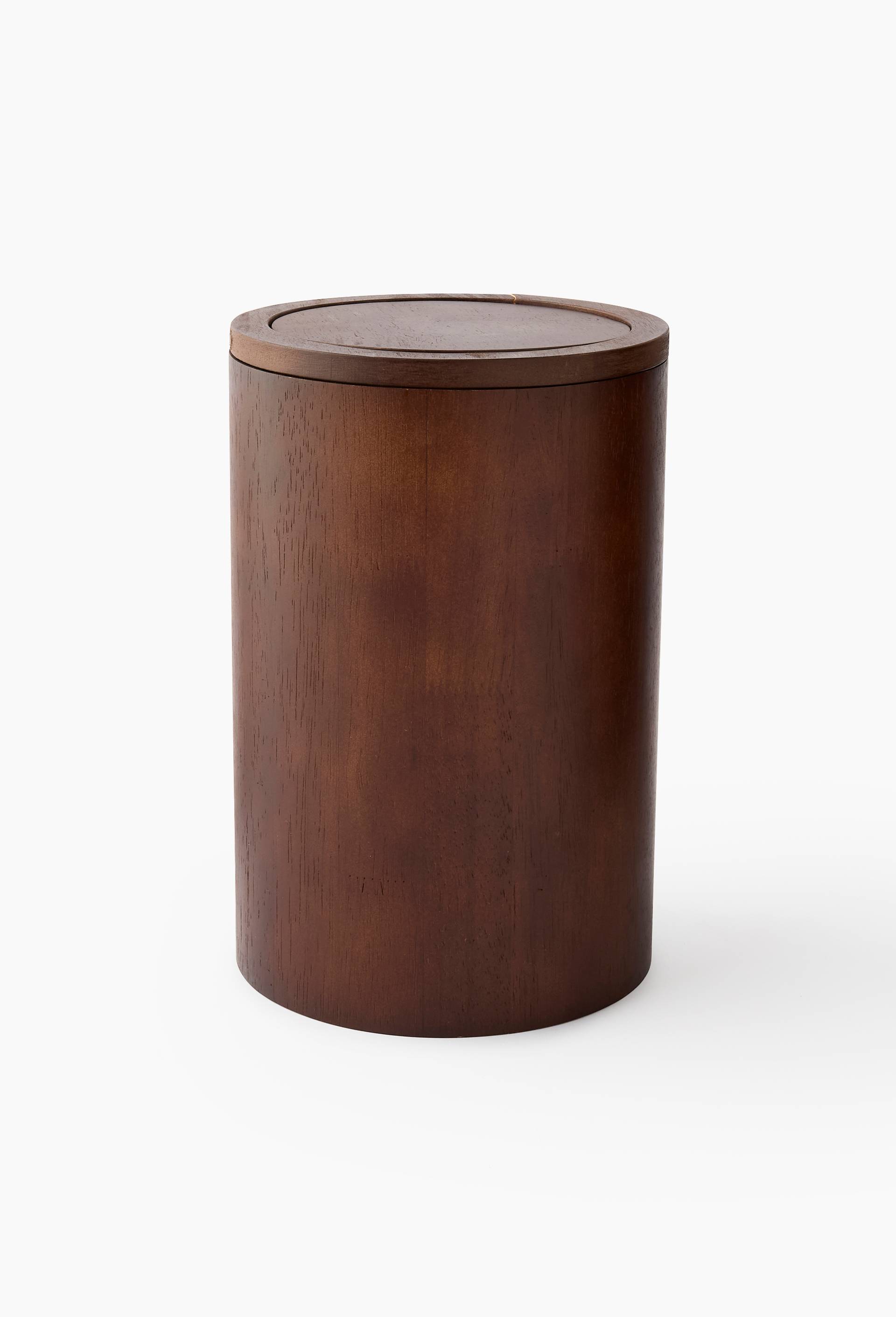 Poubelle ronde en bois foncé, 25x16,5cm, Brun, swatch image