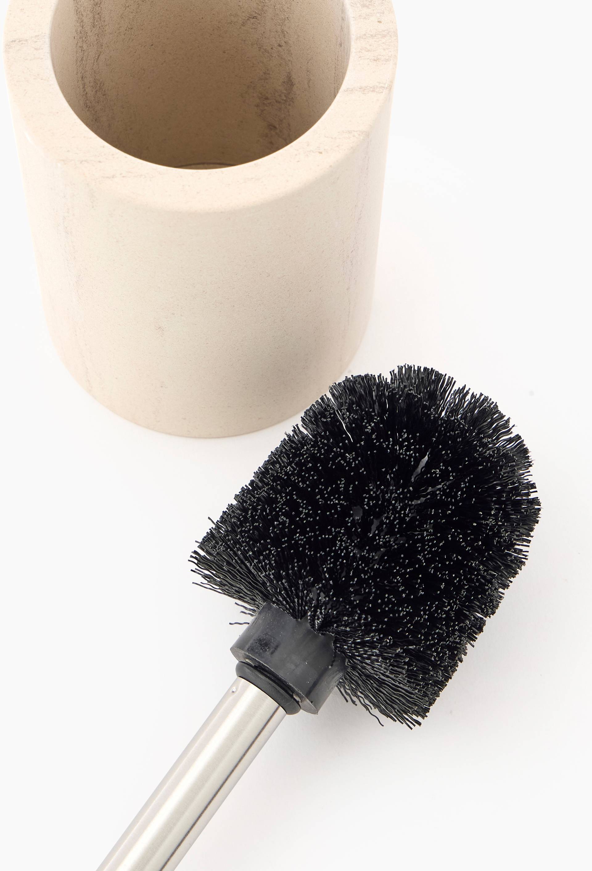 Porte-balai de toilette, 37x9.6cm, en marbre, Brun clair, large image number 1