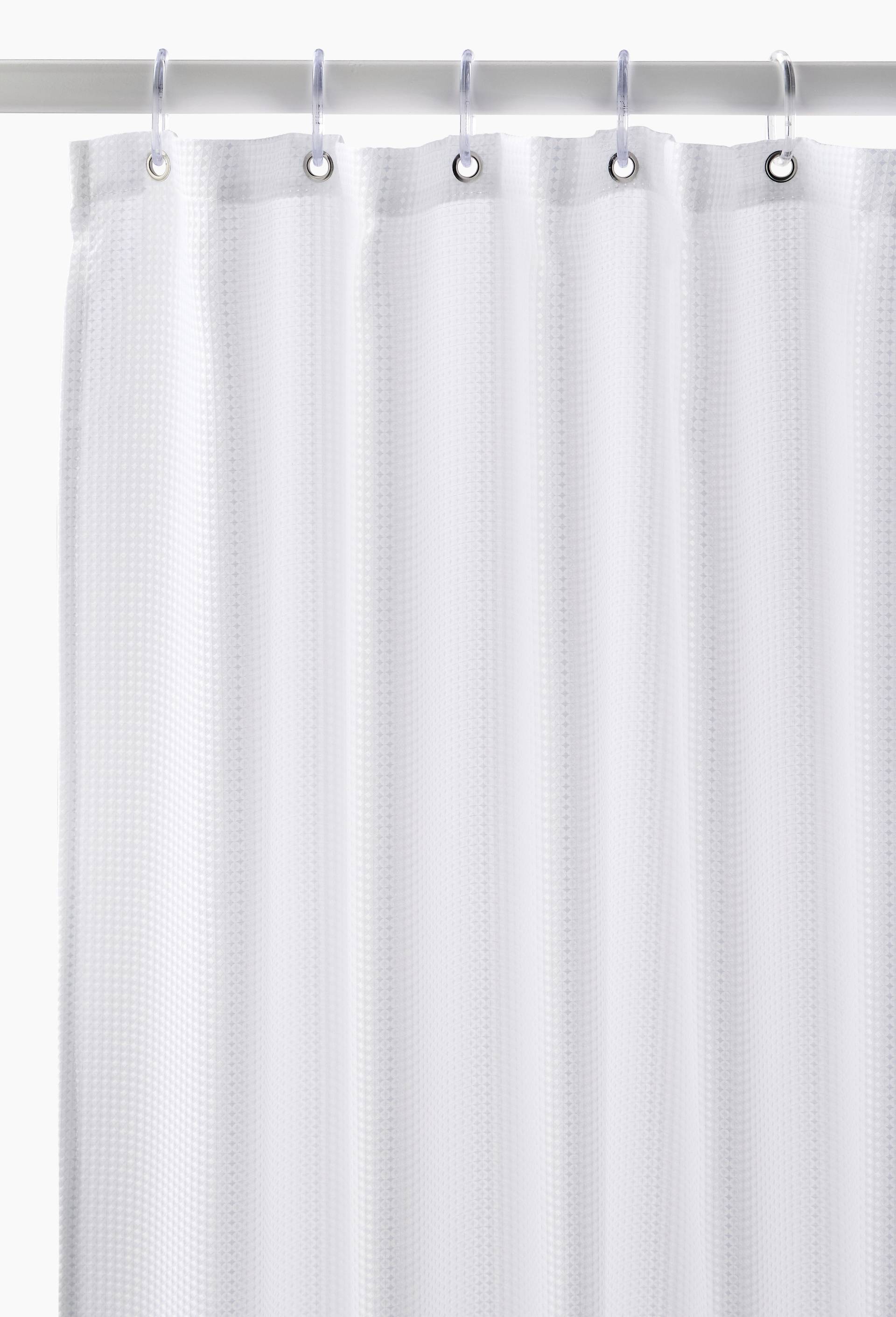 Rideau de douche nid d'abeille, 180x200cm, en polyester, Blanc, large image number 0