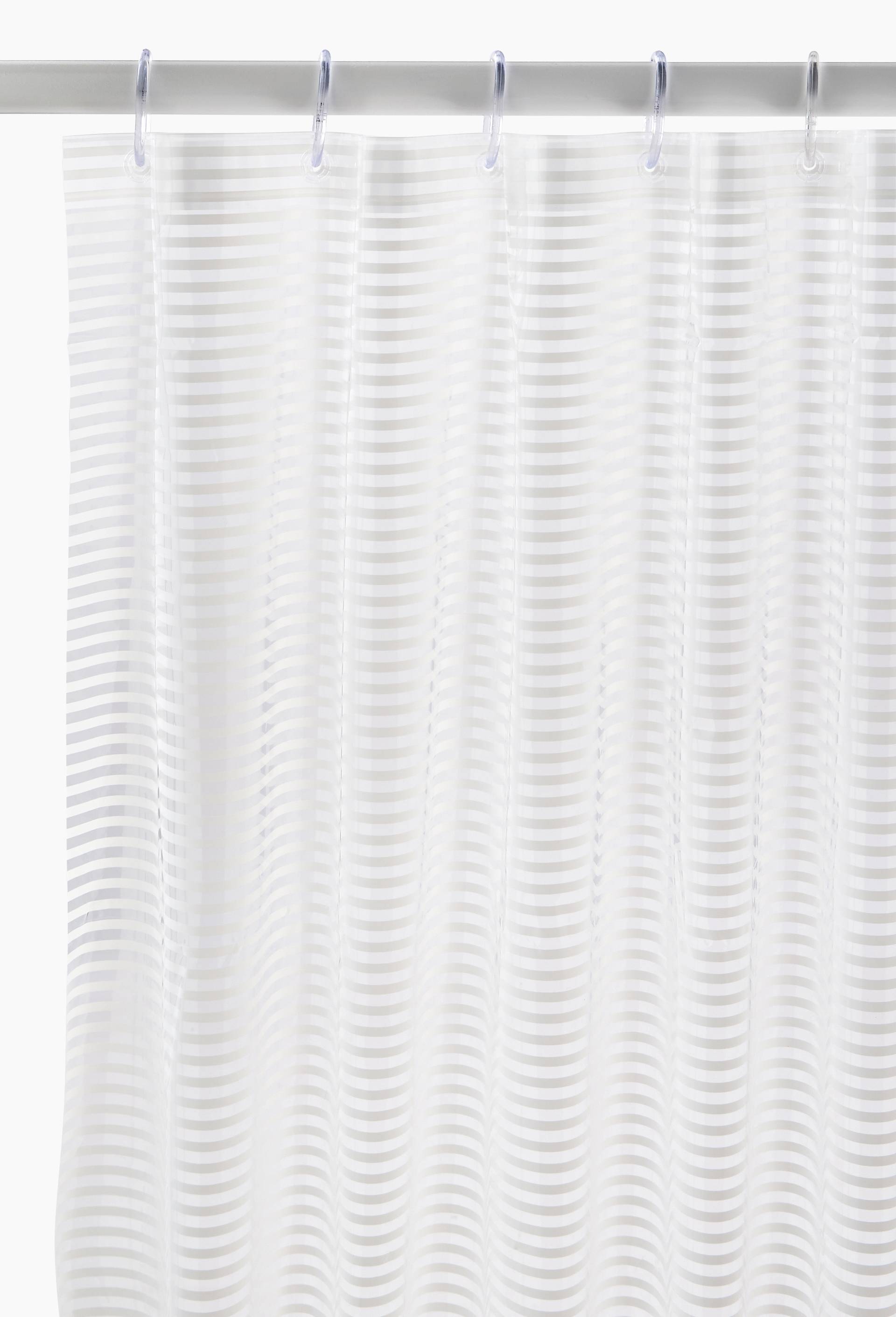 Rideau de douche avec rayure transparente, 33x8x8cm, Blanc, large image number 0