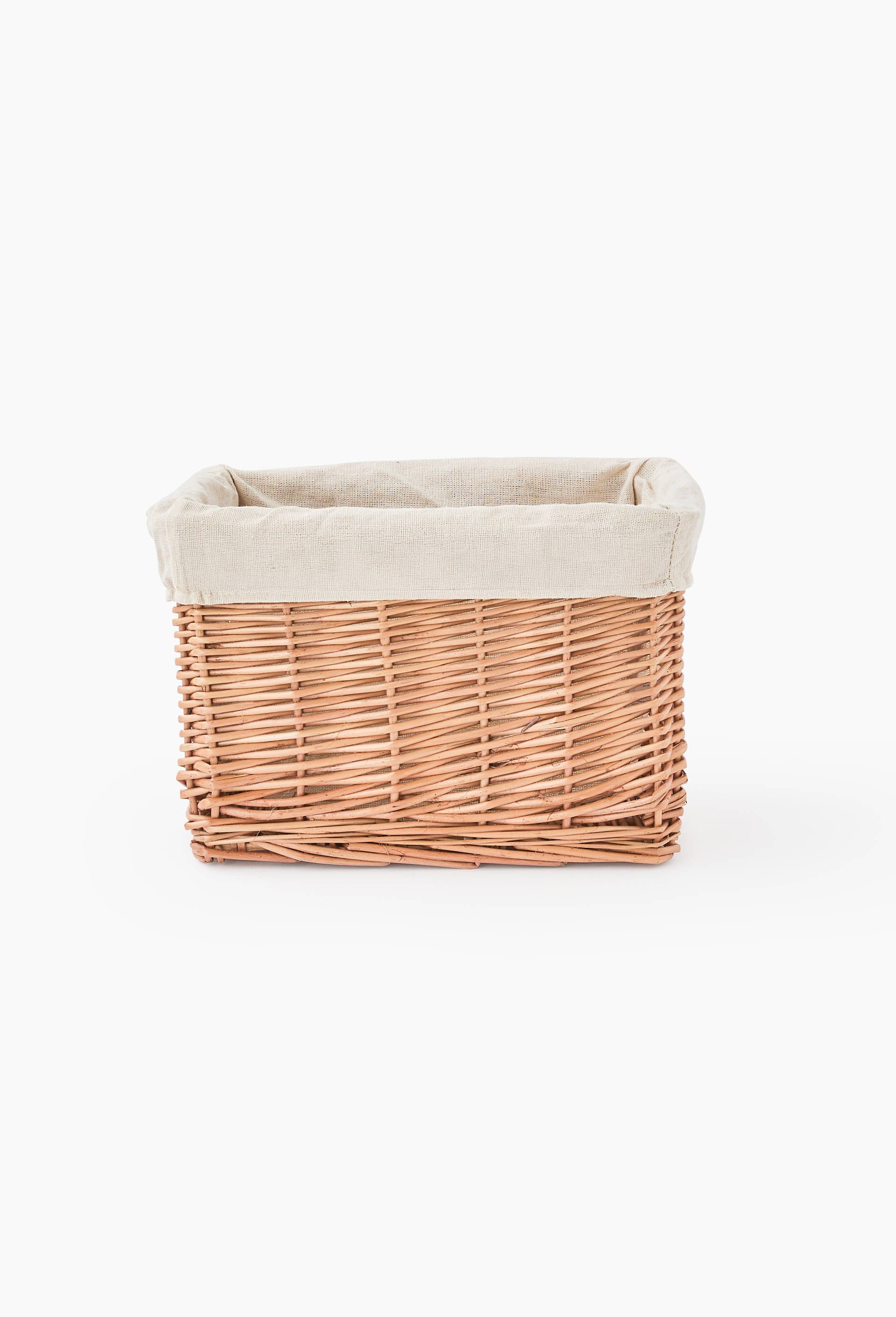 Panier rectangulaire rotin avec lining grand mod&egrave;le, 36 x 24 x 14 cm, Beige clair, large image number 0.0