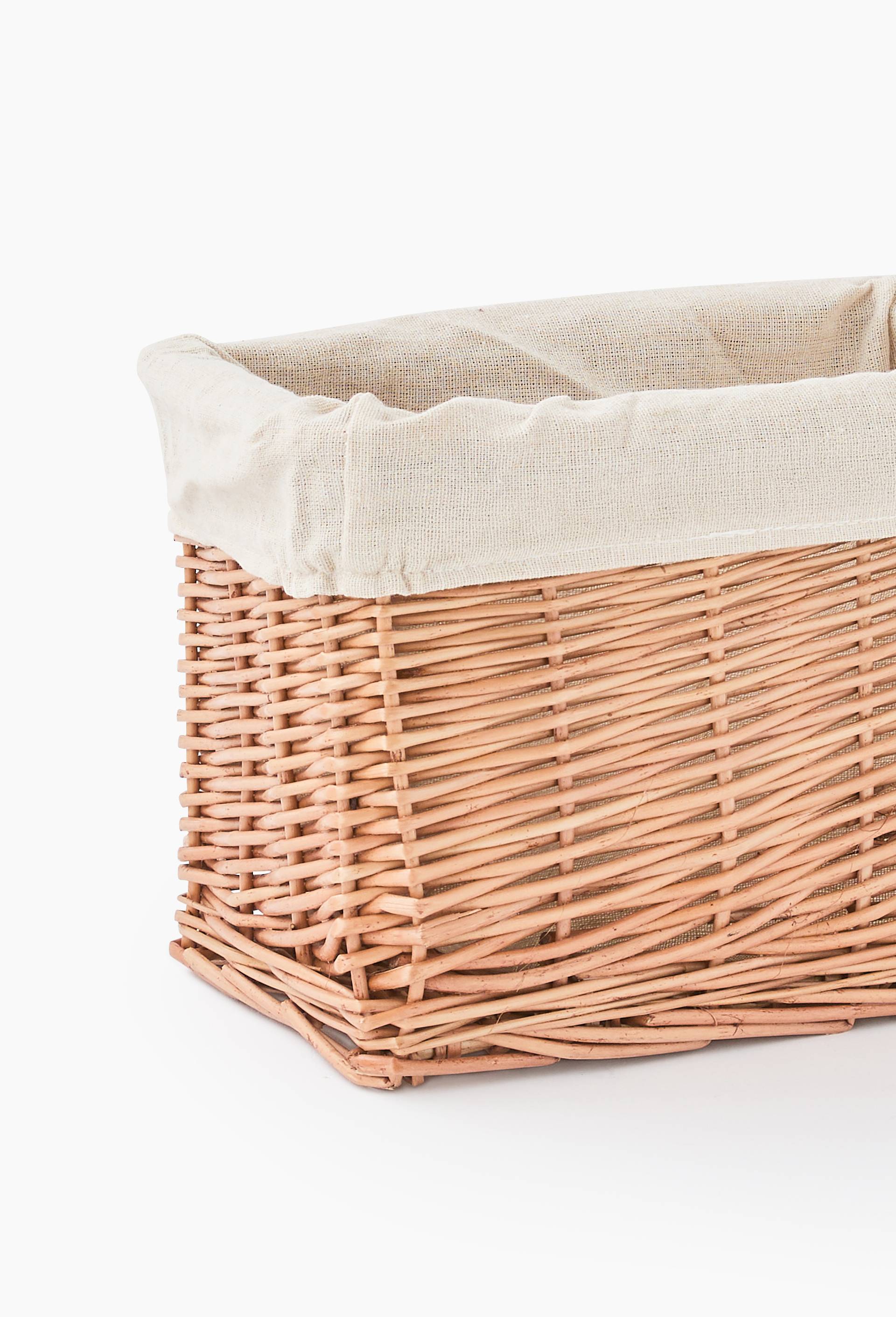 Panier rectangulaire rotin avec lining grand mod&egrave;le, 36 x 24 x 14 cm, Beige clair, large image number 2