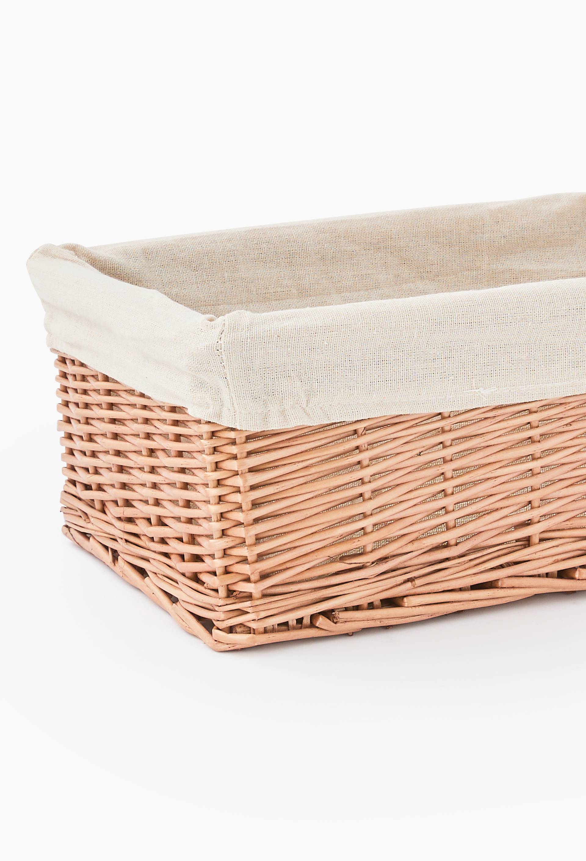 Panier rectangulaire rotin avec lining grand mod&egrave;le, 36 x 24 x 14 cm, Beige clair, large image number 3