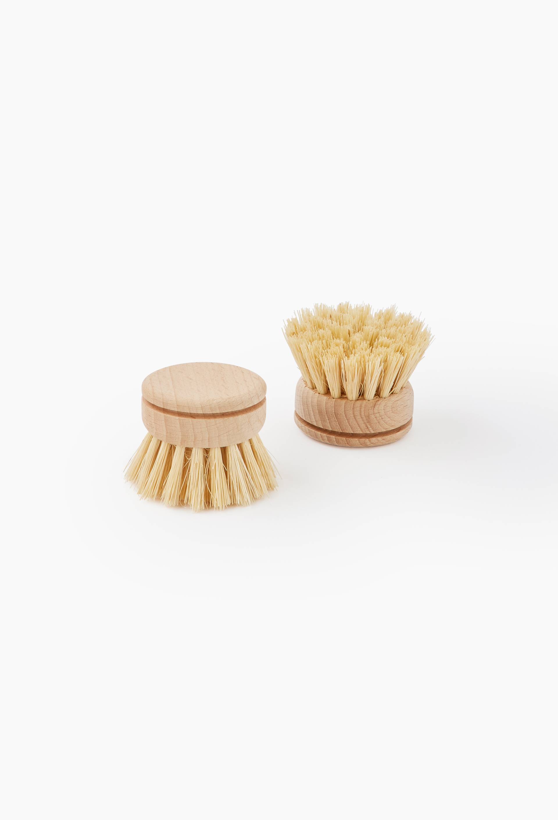 Lot de 2 t&ecirc;tes de brosse de vaiselle, D6xH4 cm, en bois, Beige clair, large image number 0.0