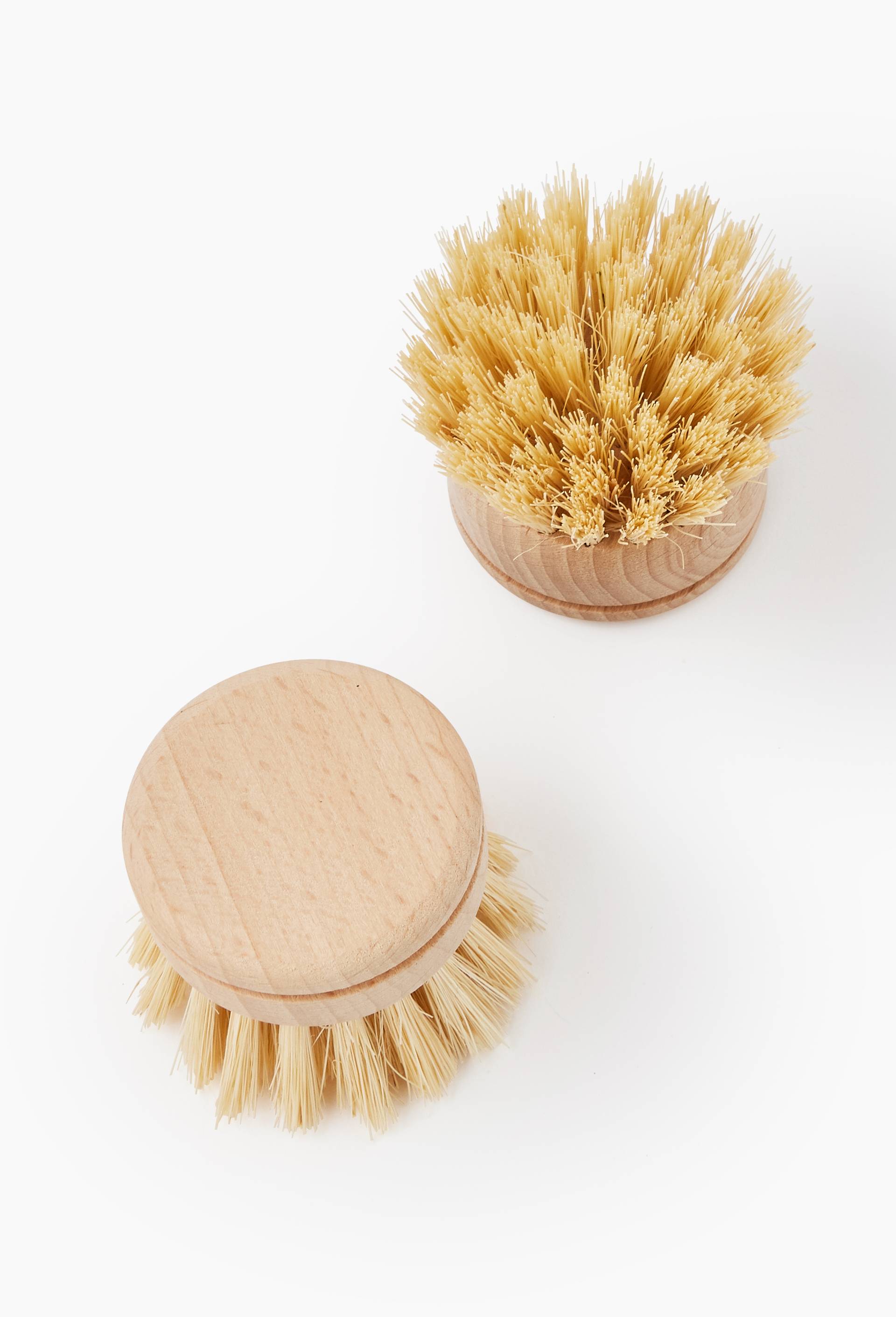 Lot de 2 t&ecirc;tes de brosse de vaiselle, D6xH4 cm, en bois, Beige clair, large image number 1