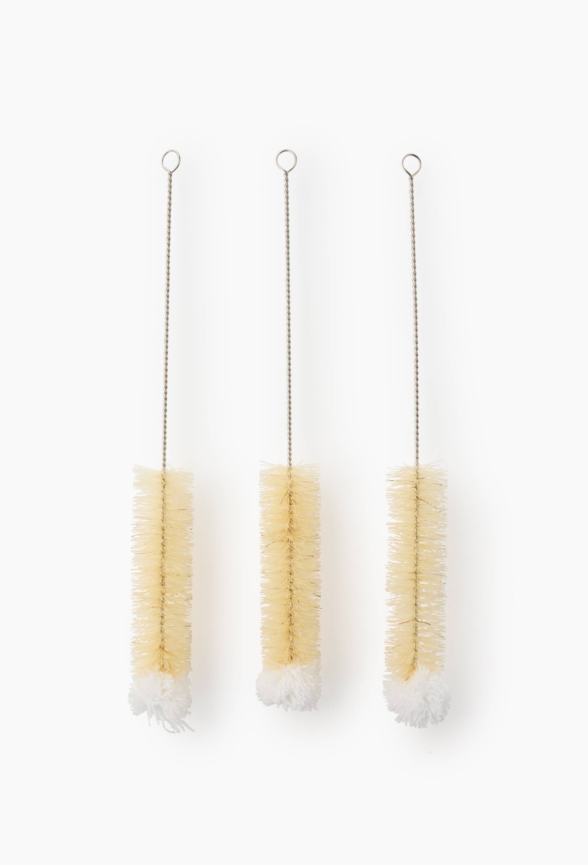 Set de 3 goupillons, 27cm, en laine, Blanc, large image number 0