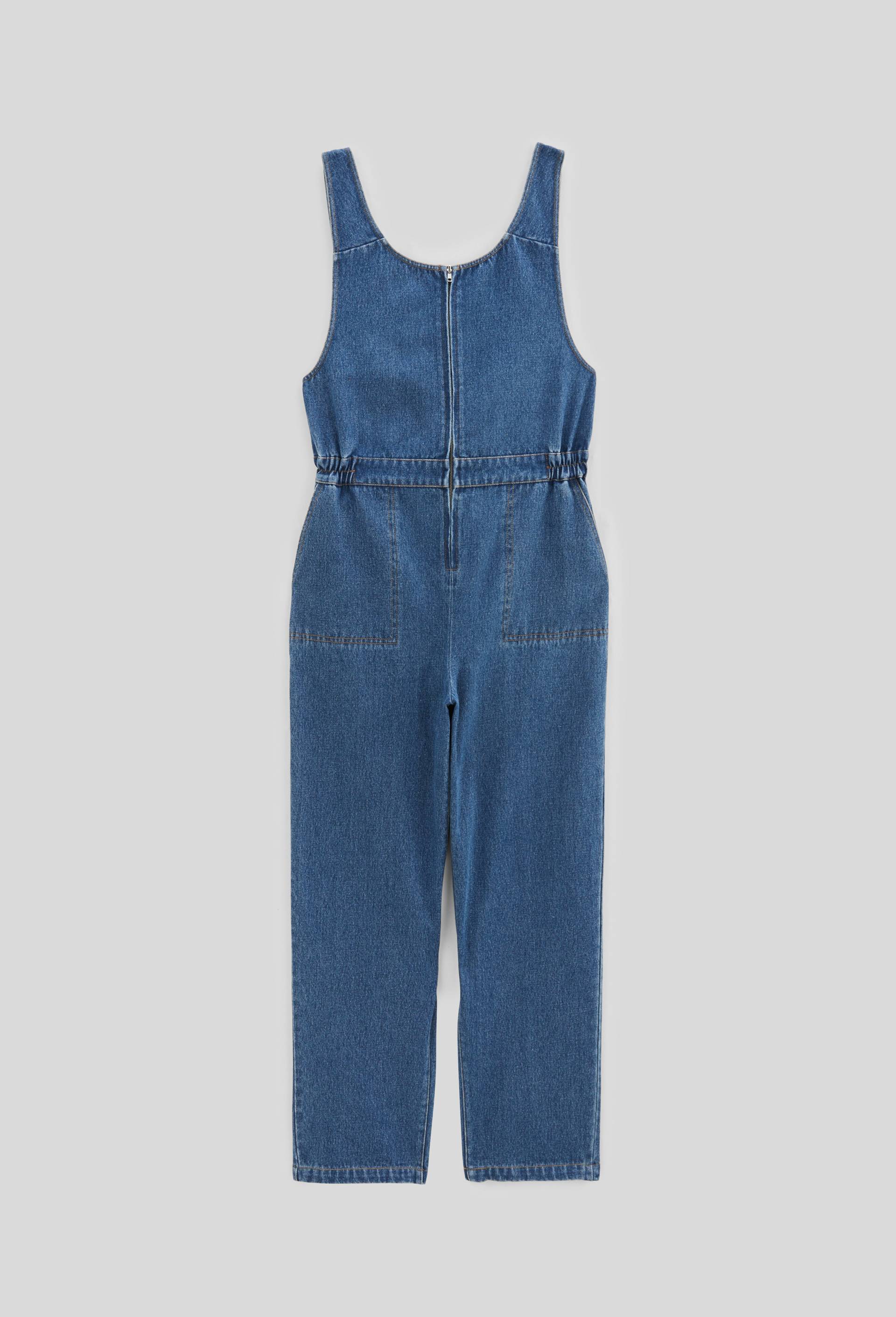 Combinaison sans manches en coton twill, Bleu fonc&eacute;, large image number 1
