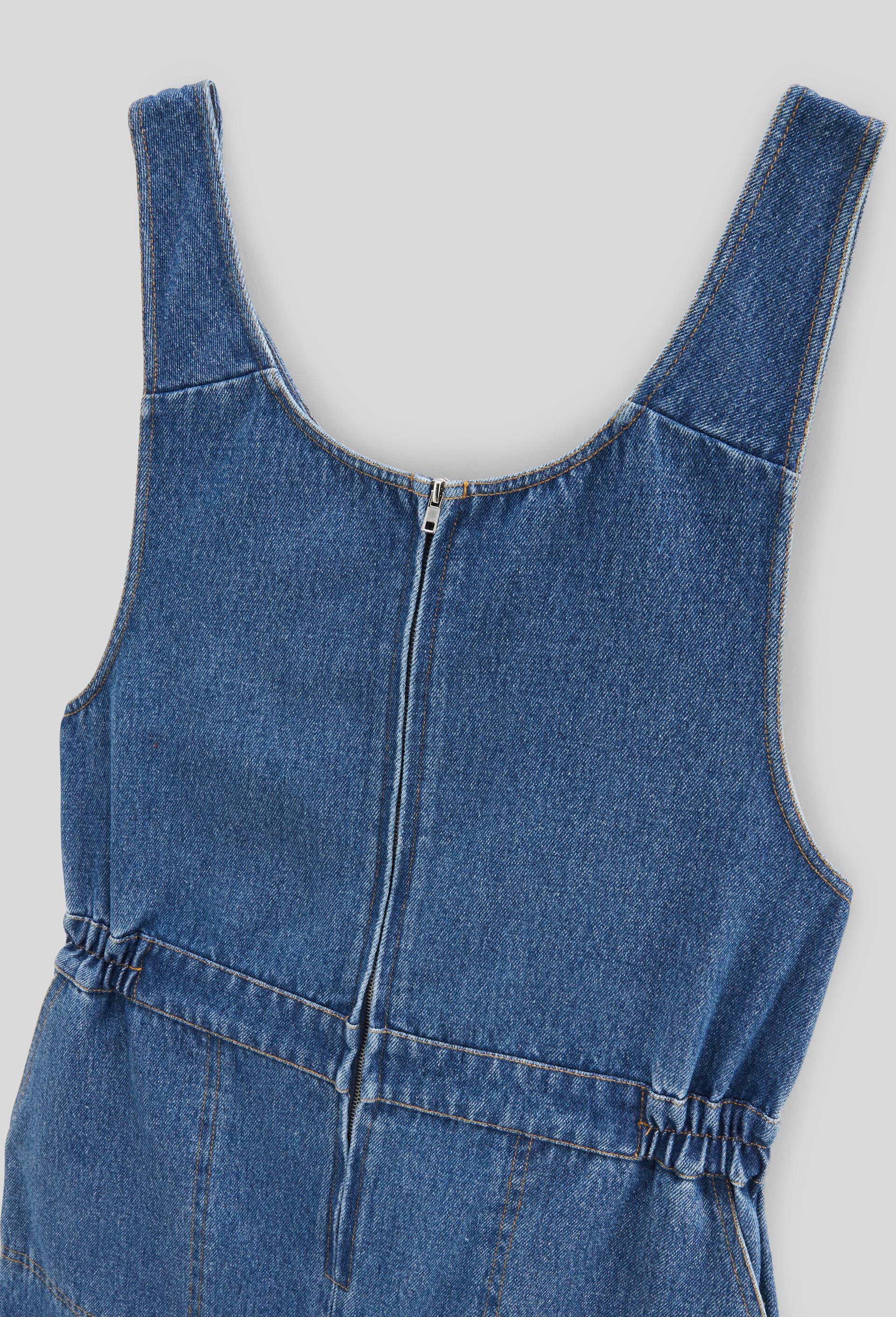 Combinaison sans manches en coton twill, Bleu fonc&eacute;, large image number 3.0