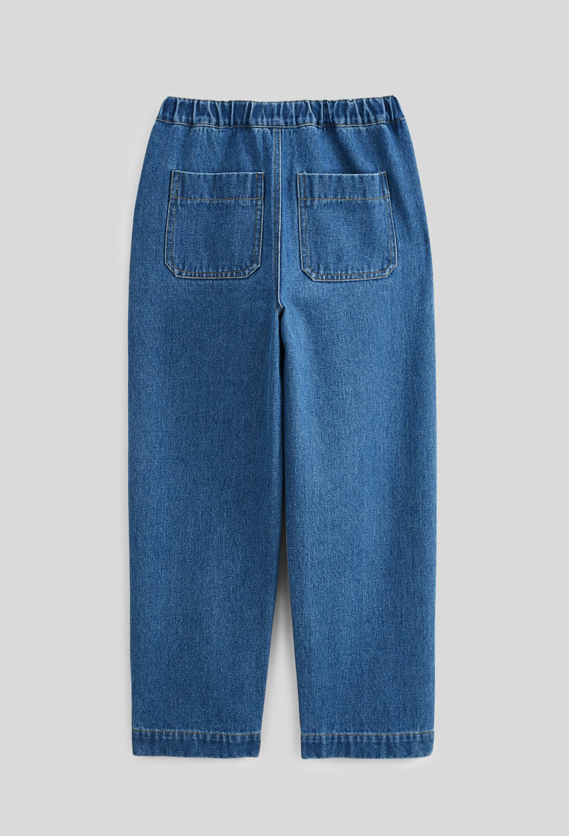 Pantalon uni en denim, Bleu fonc&eacute;, large image number 2.0