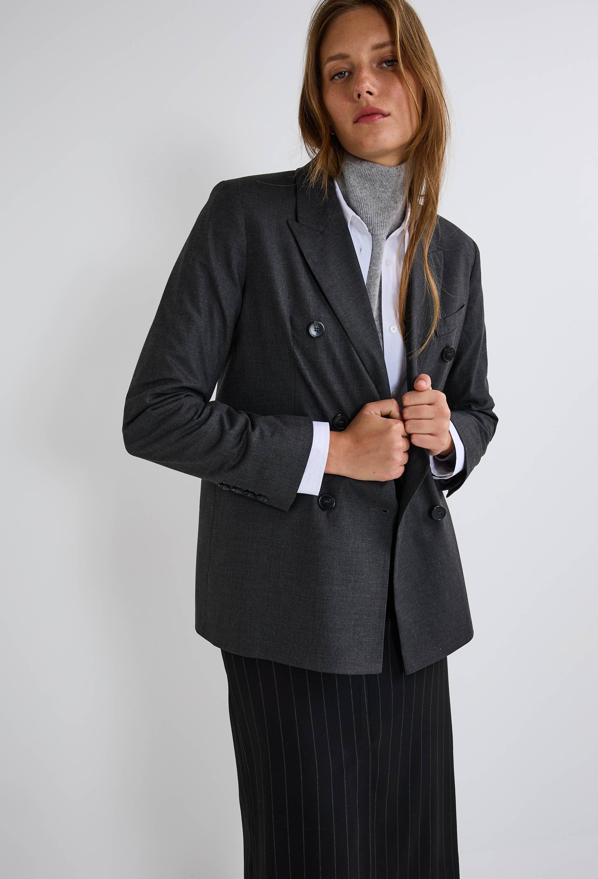 Veste crois&eacute;e de tailleur, Gris, large image number 2