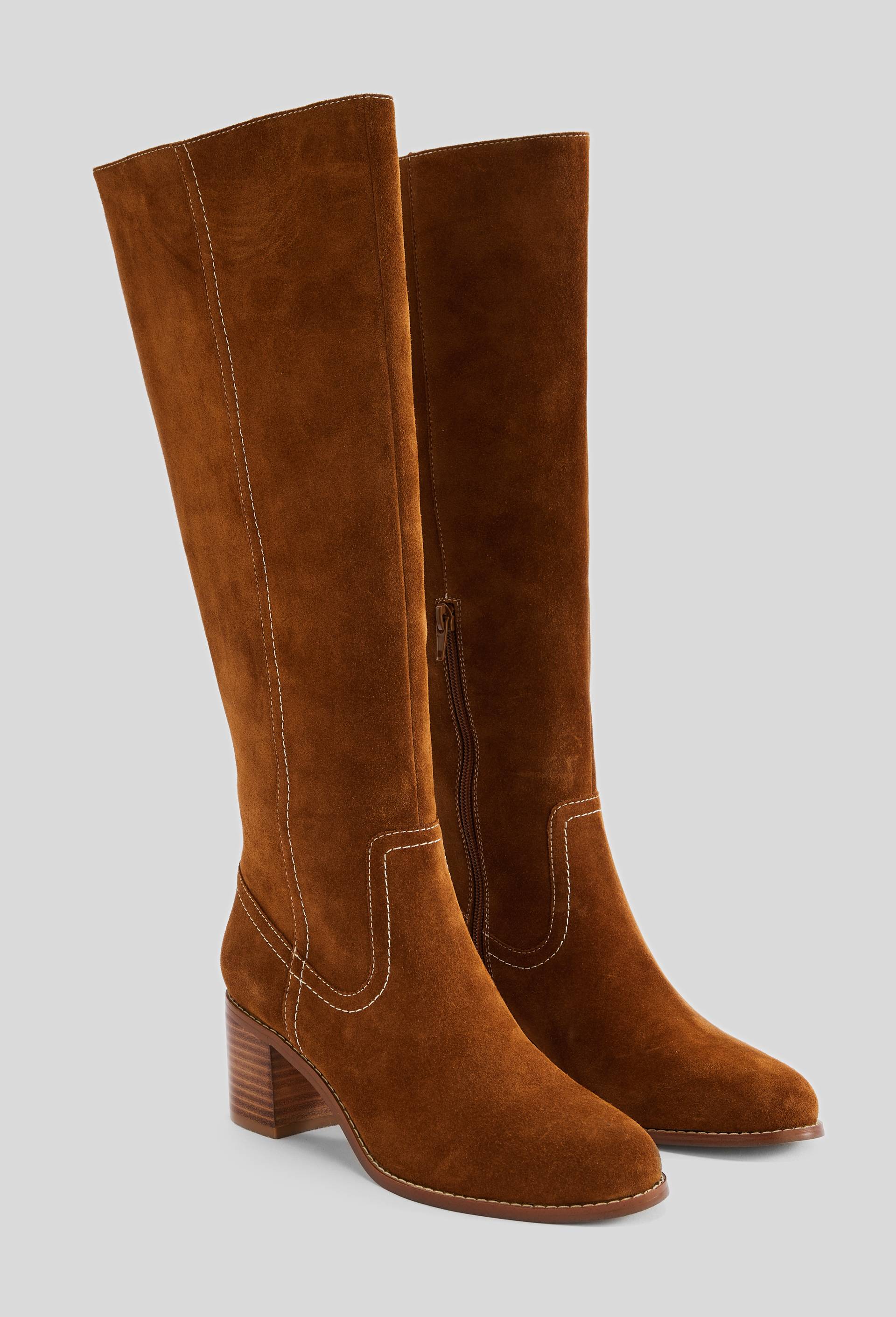 Bottes hautes, cro&ucirc;te de cuir responsable, Beige, large image number 1