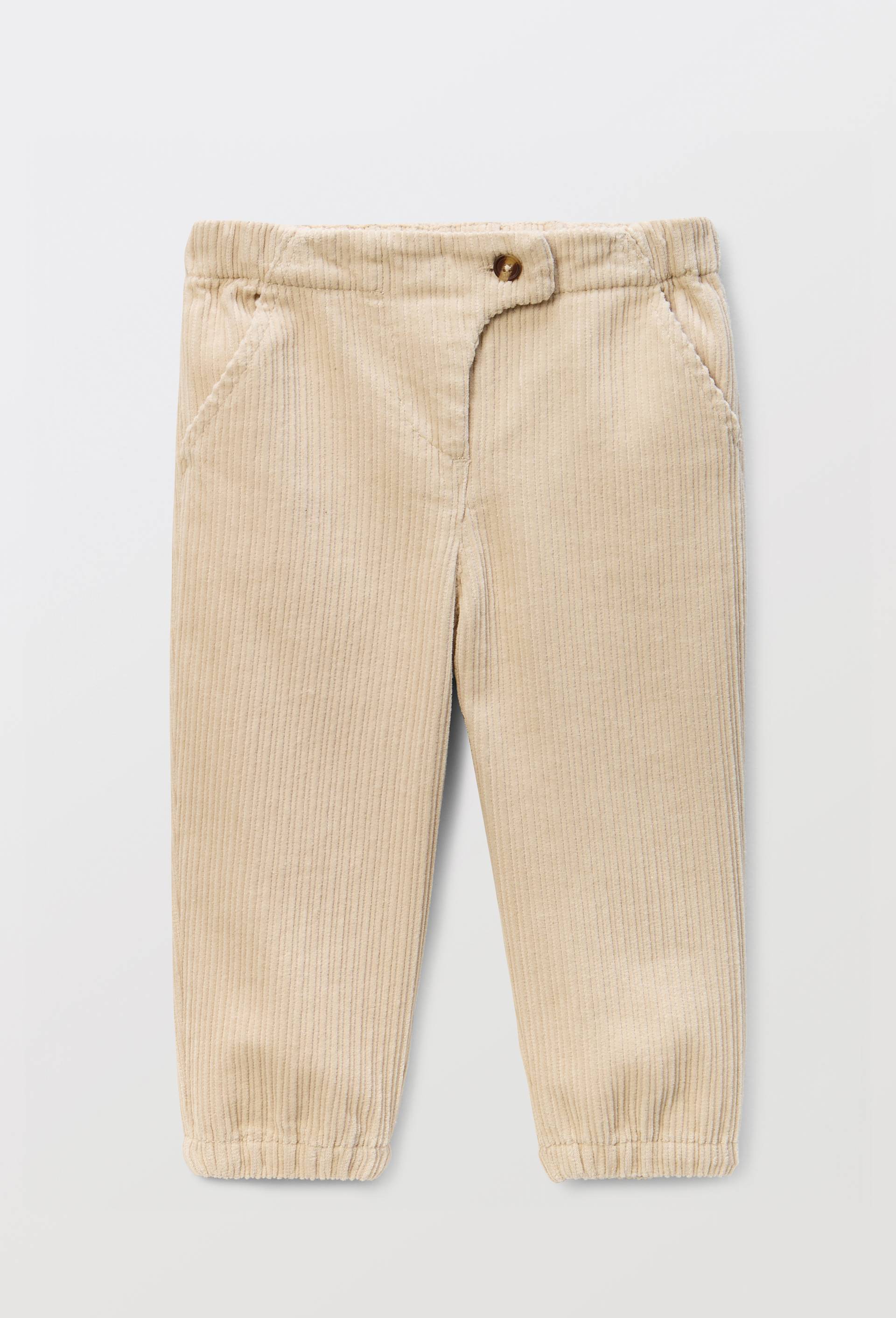 Pantalon uni en gros velours en coton BIO GOTS, Beige, swatch image