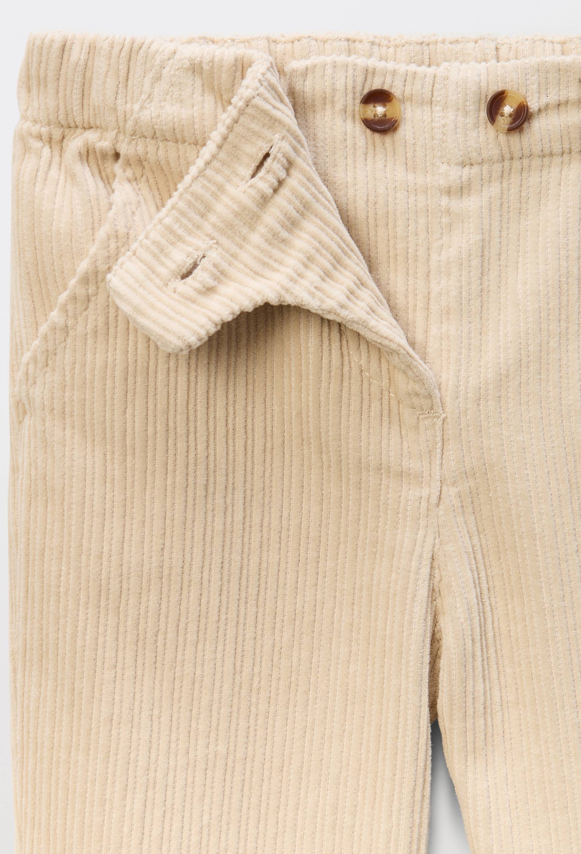 Pantalon uni en gros velours en coton BIO GOTS, Beige, large image number 2.0