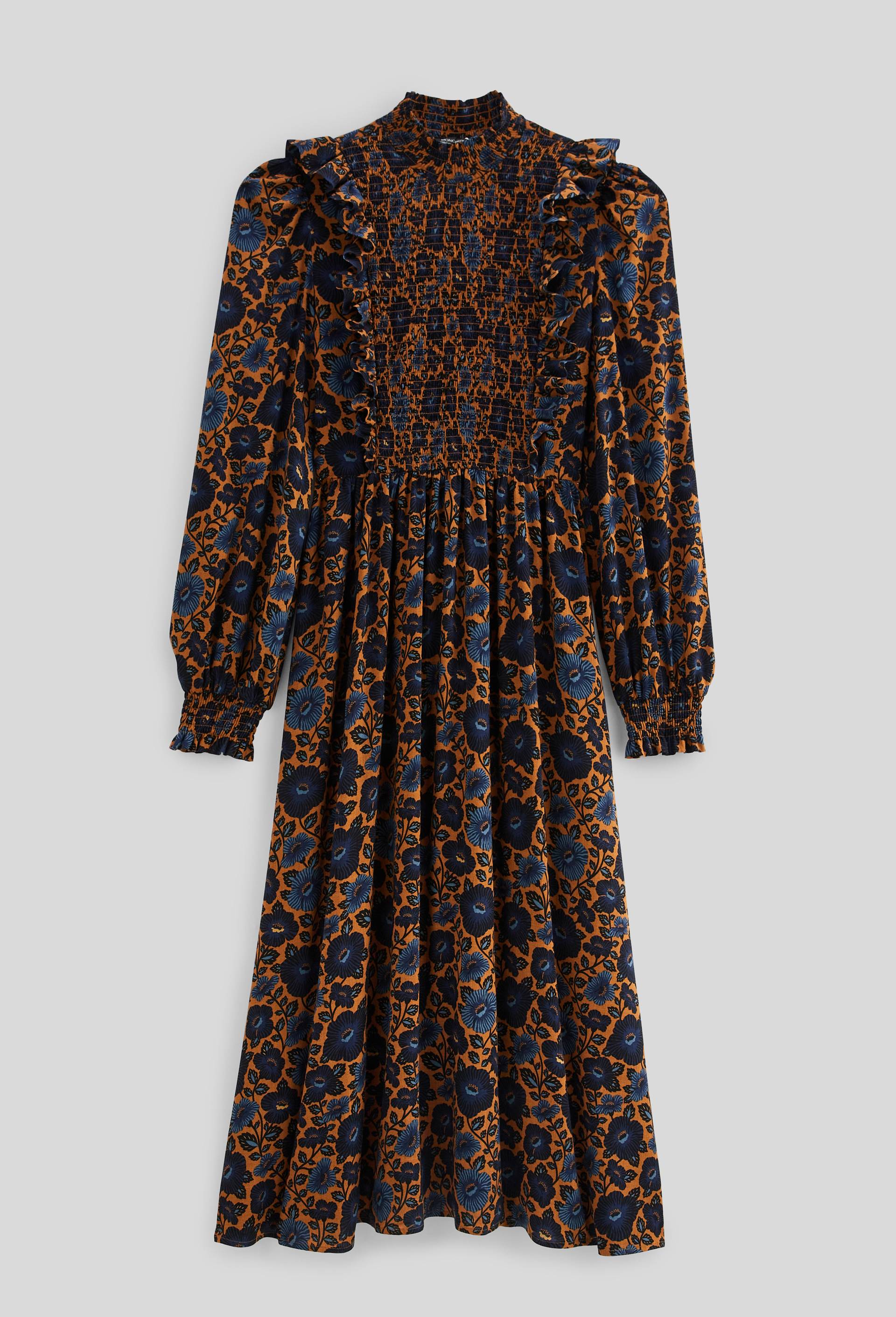 Robe midi smock&eacute;e imprim&eacute;e, Bleu fonc&eacute;, large image number 2
