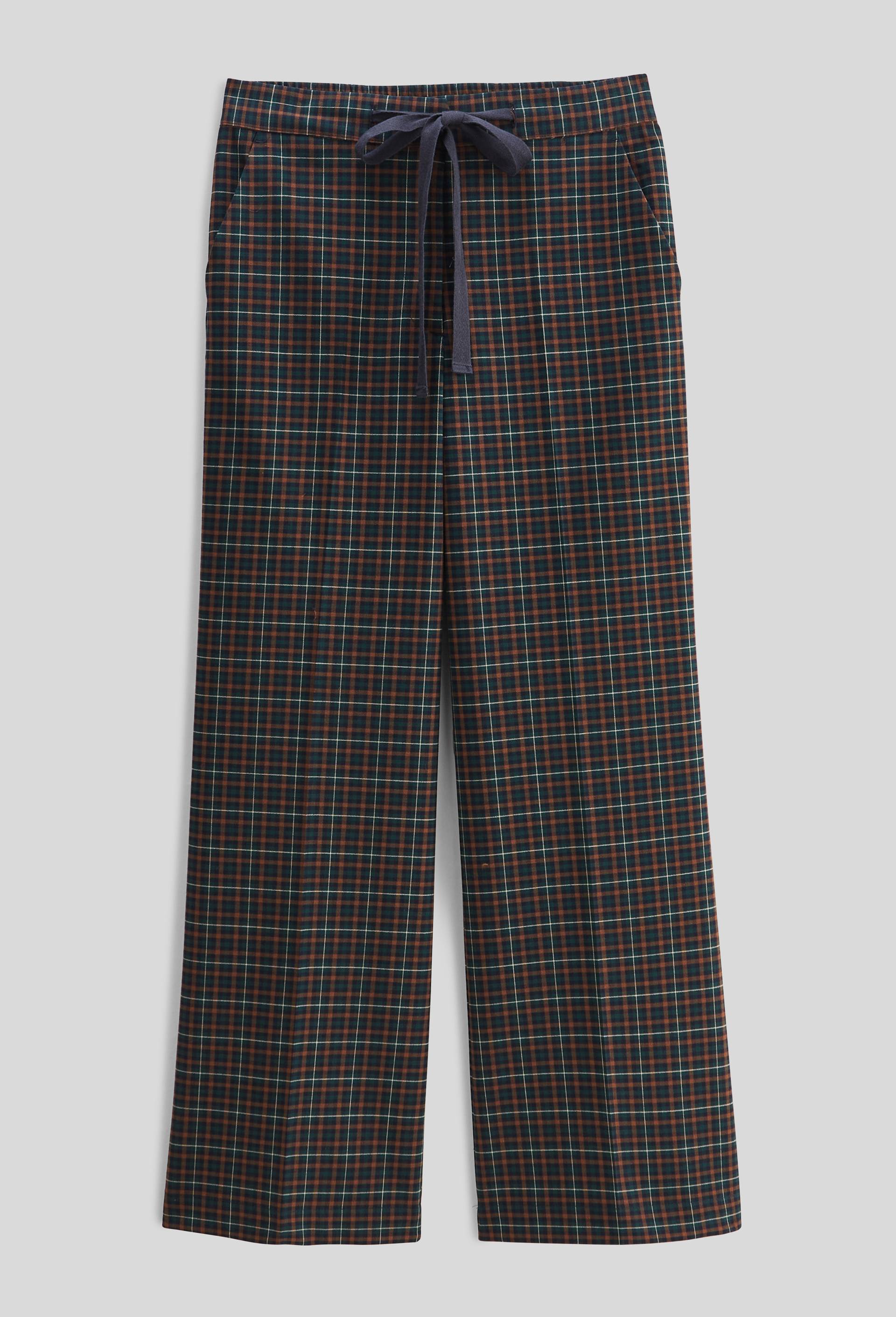 Pantalon large &agrave; taille semi-&eacute;lastiqu&eacute;e &agrave; carreaux, Vert fonc&eacute;, large image number 2