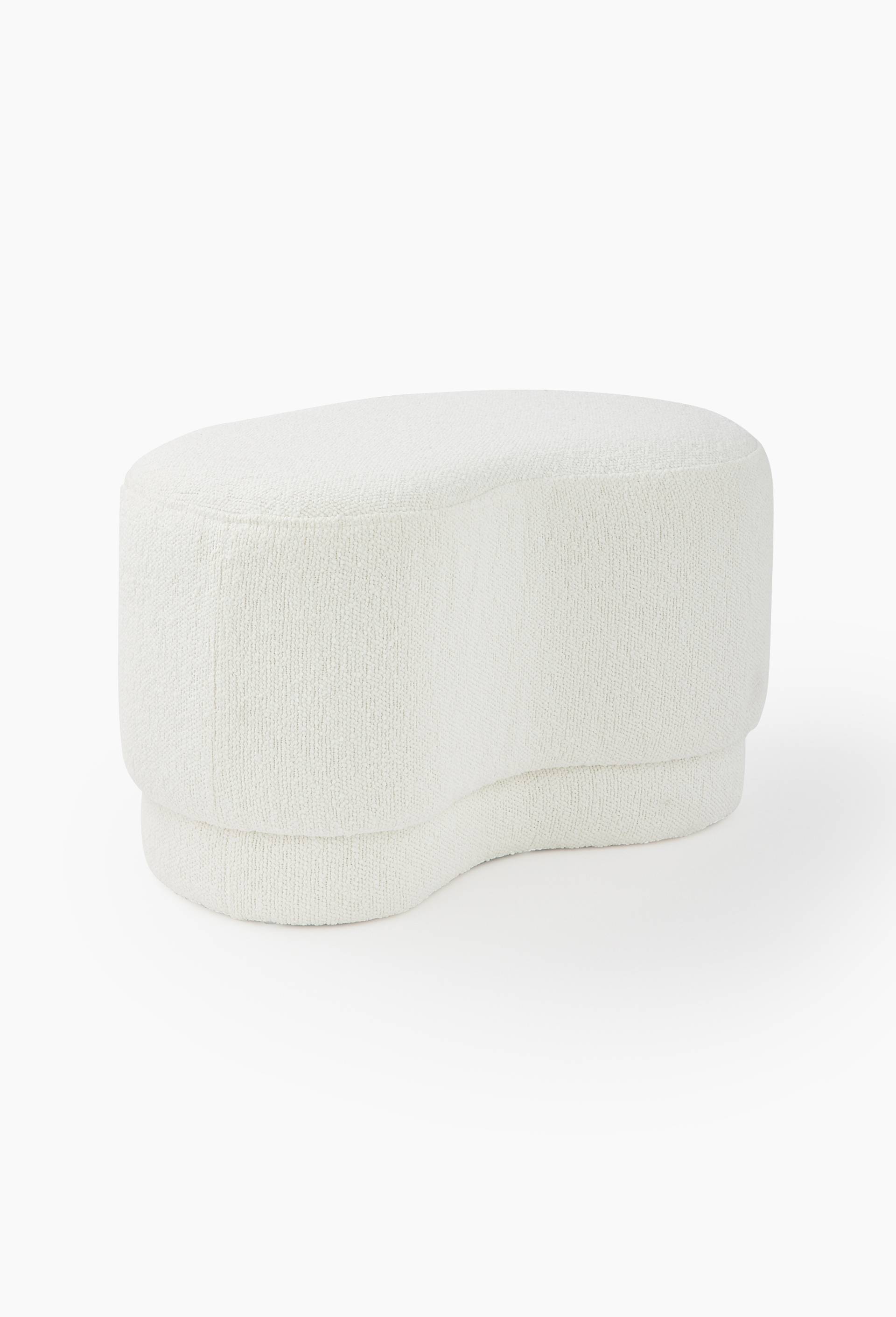 Pouf ondul&eacute;, 55x30xH38cm, en polyester, Ecru, large image number 0