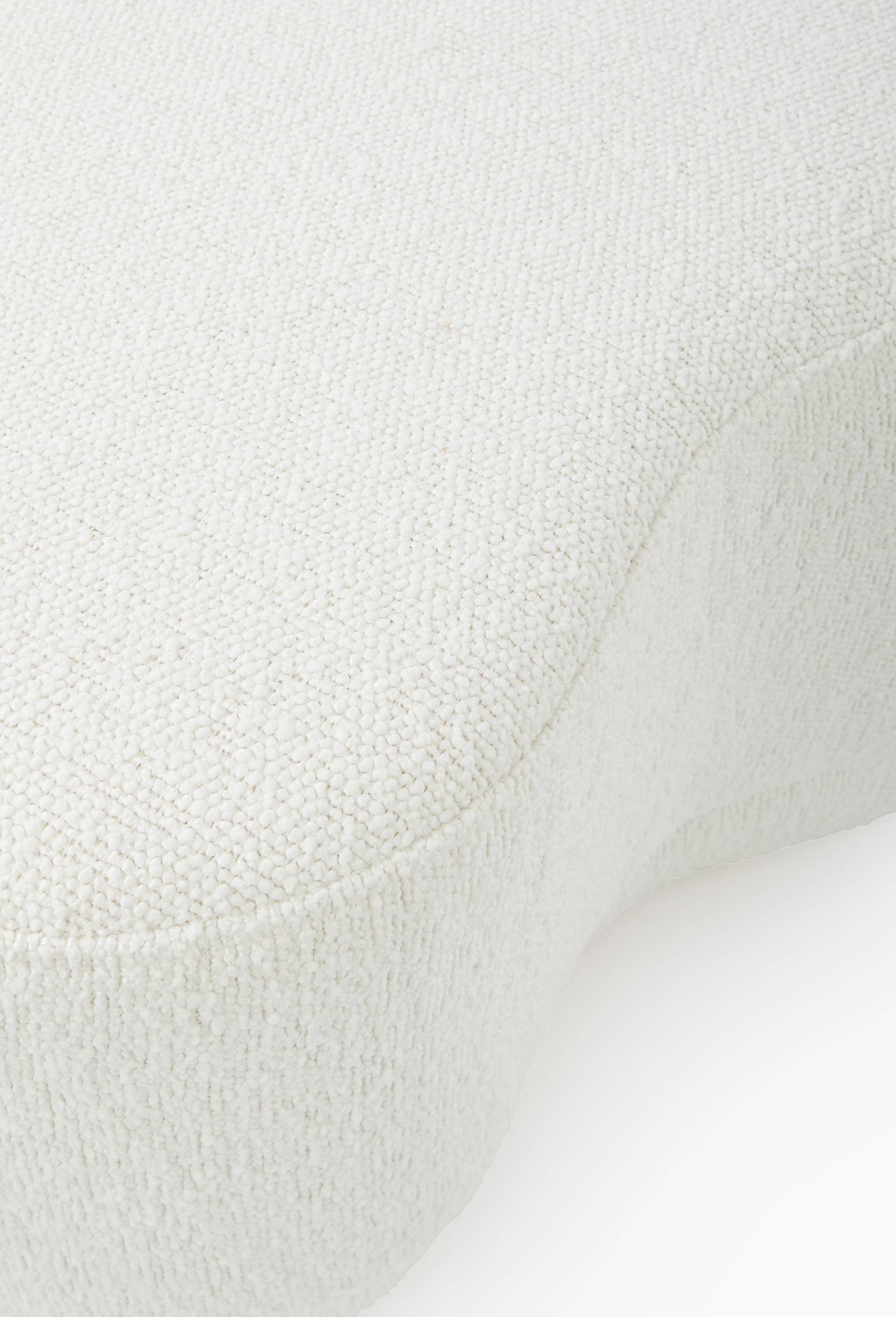 Pouf ondul&eacute;, 55x30xH38cm, en polyester, Ecru, large image number 1