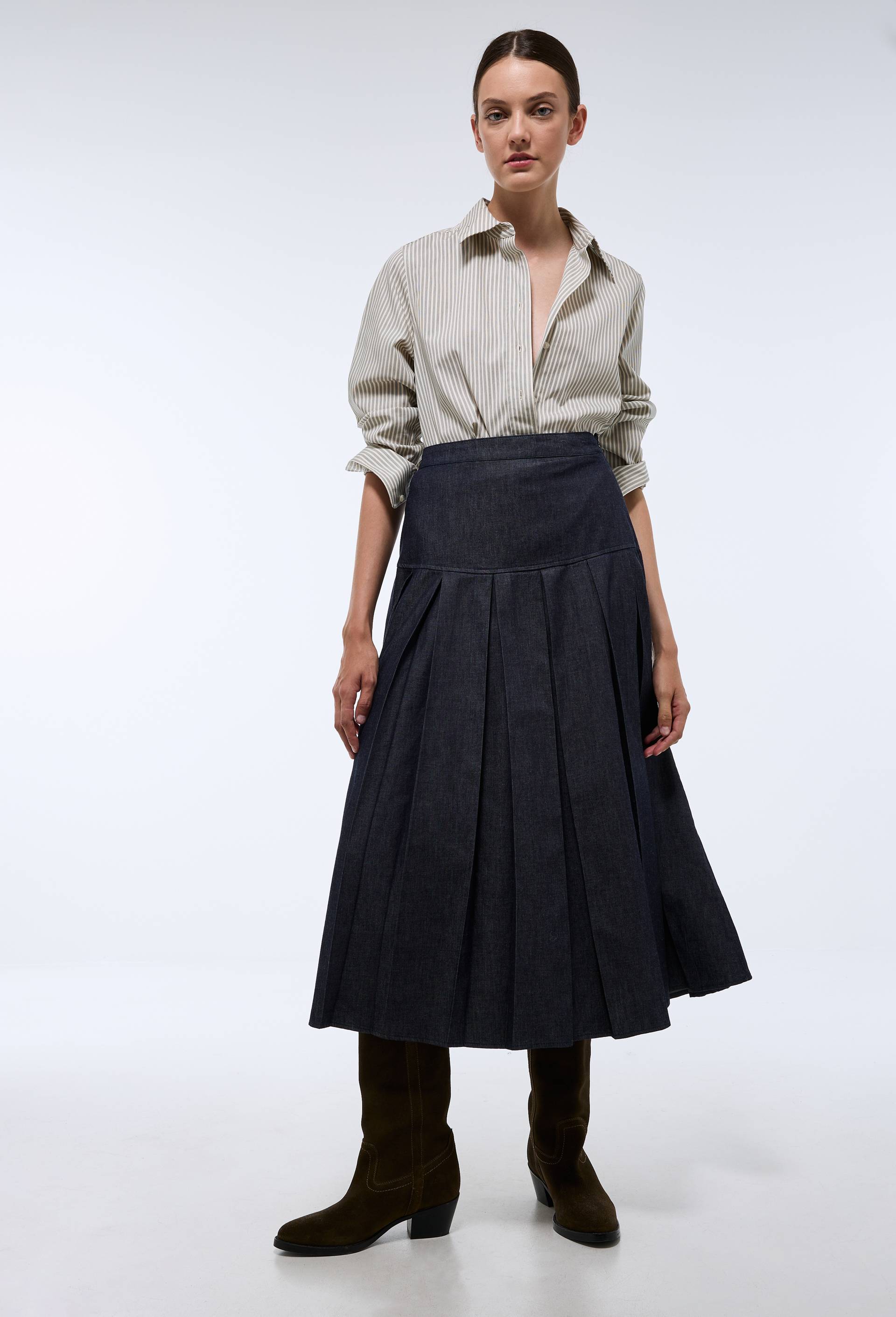 Jupe midi en denim - MONOPRIX - Modalova