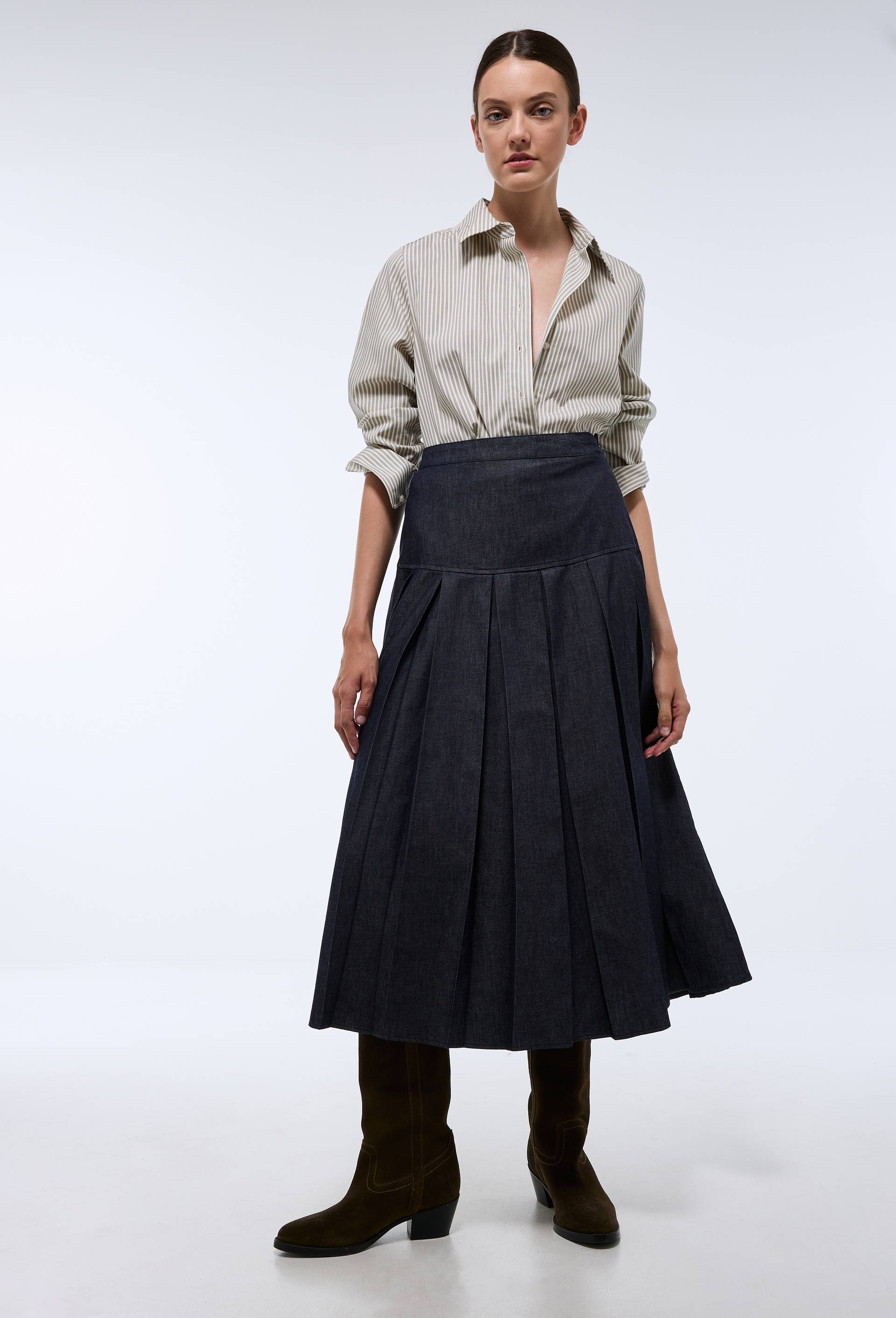 Jupe midi en denim, Bleu fonc&eacute;, large image number 1.0