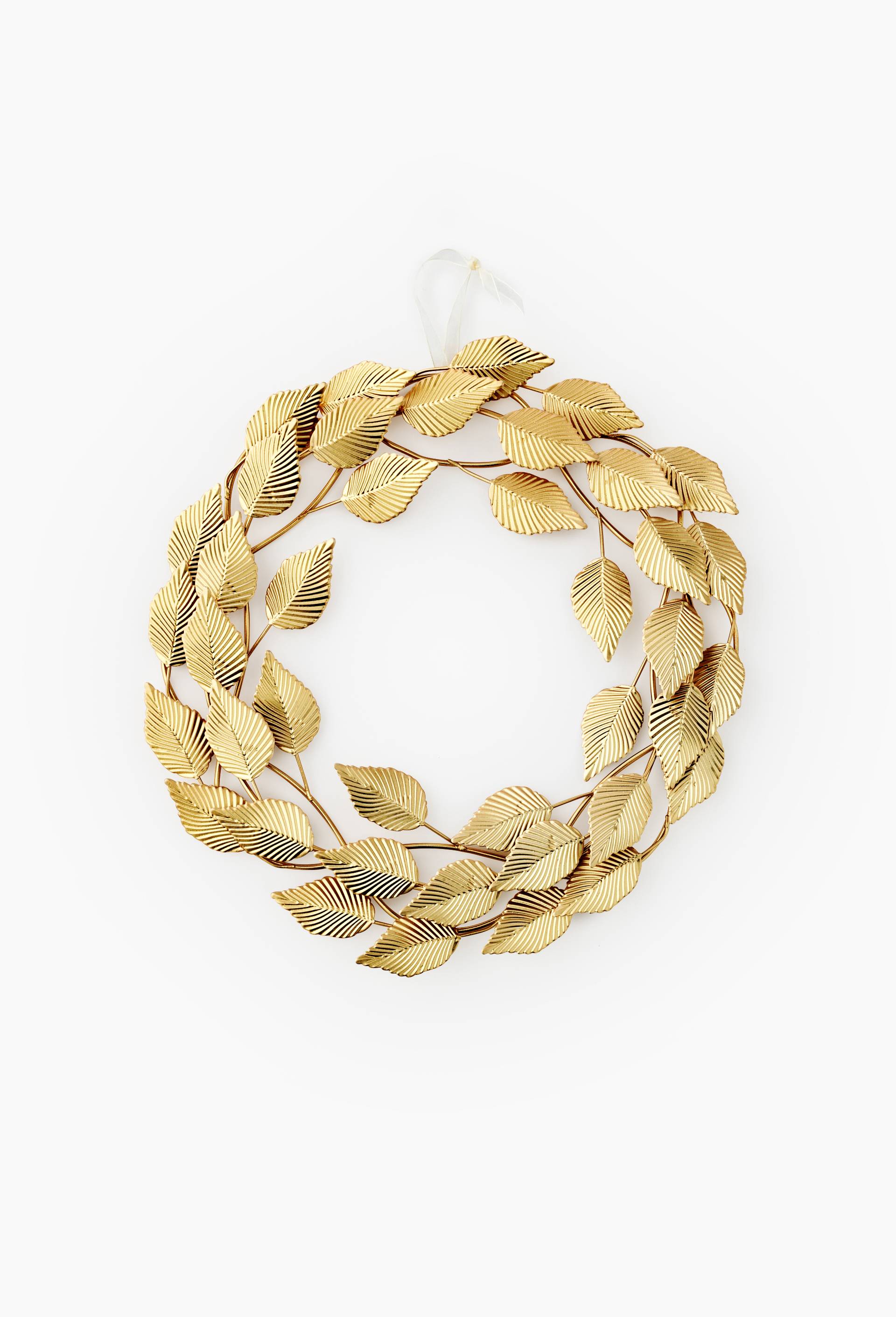 Couronne avec feuillage, D35cm, en m&eacute;tal, Beige clair, large image number 0