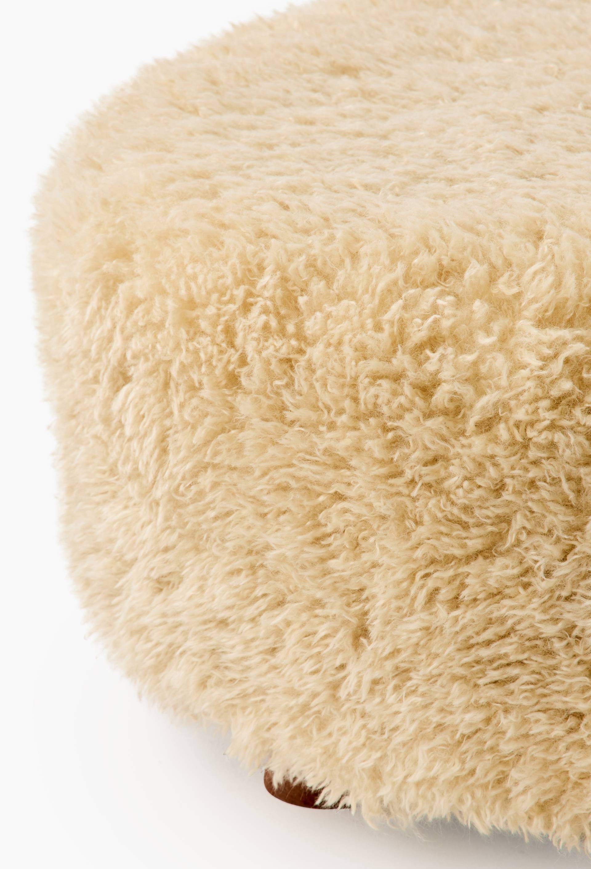 Pouf rigide, 50xH33cm, en bois et polyester, Blanc, large image number 1