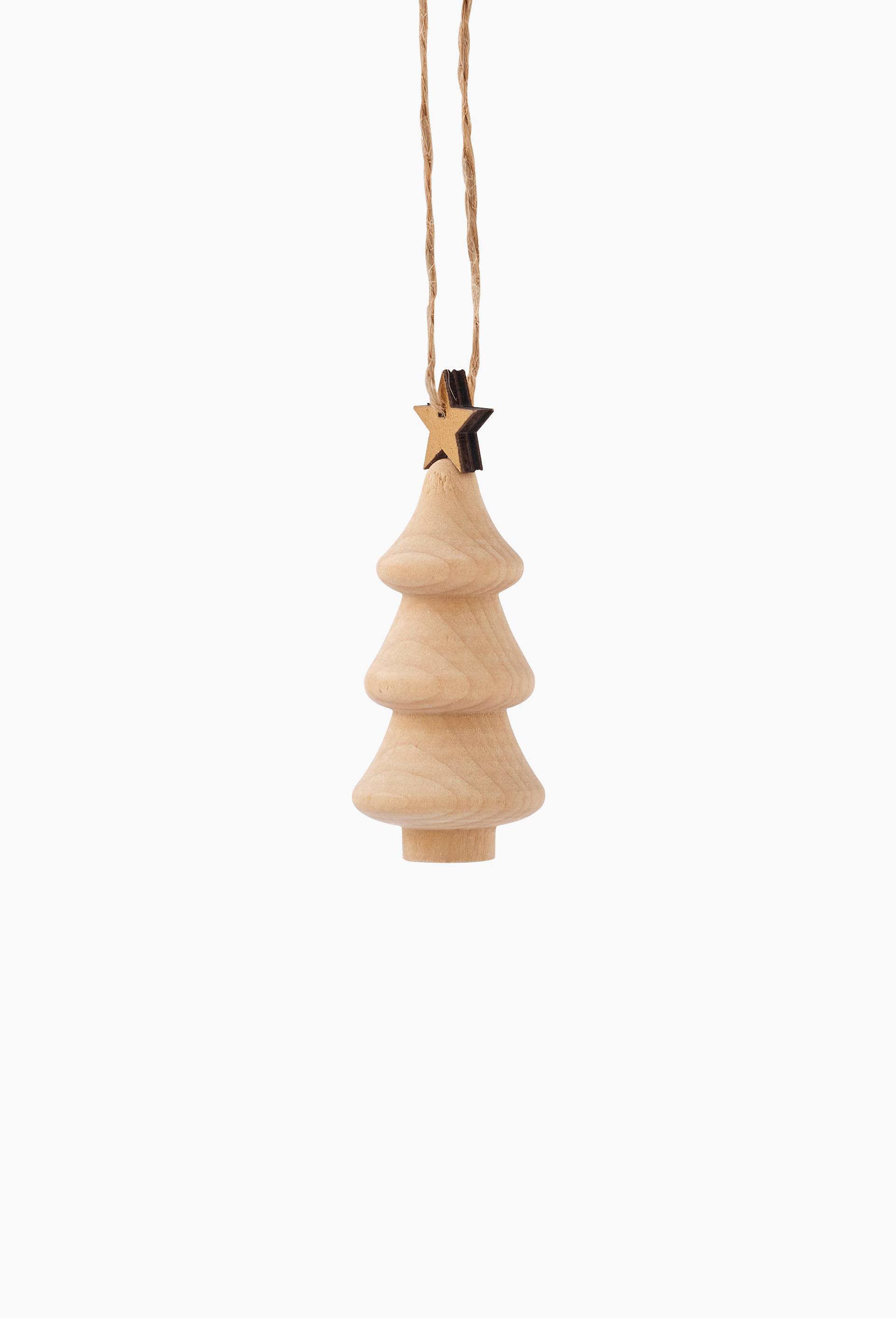 Ornement sapin, H8cm, en bois, Beige clair, large image number 1