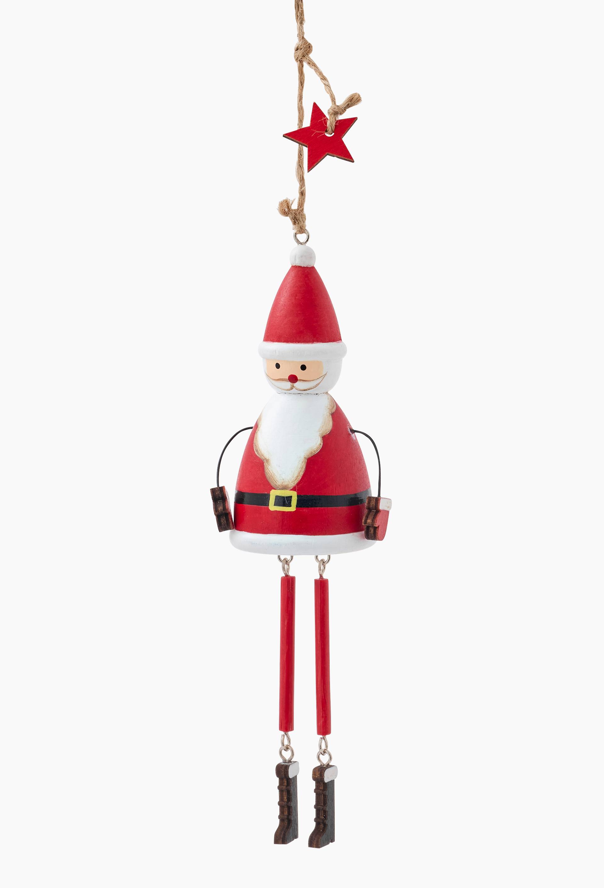 Ornement p&egrave;re no&euml;l, H24cm, en bois, Rouge, large image number 1.0